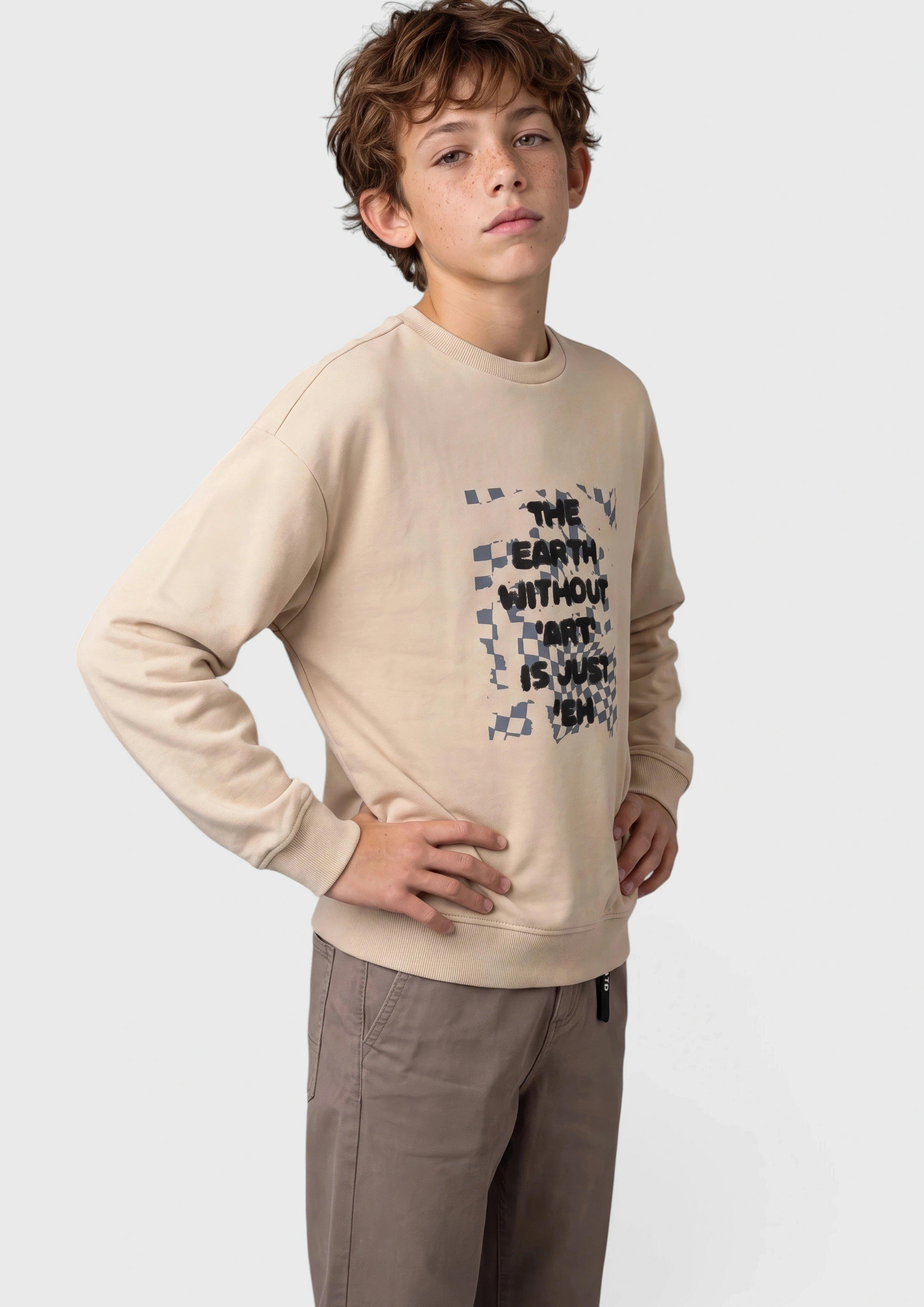 Junior Knus oversized sweatshirt met print in beige van s.Oliver