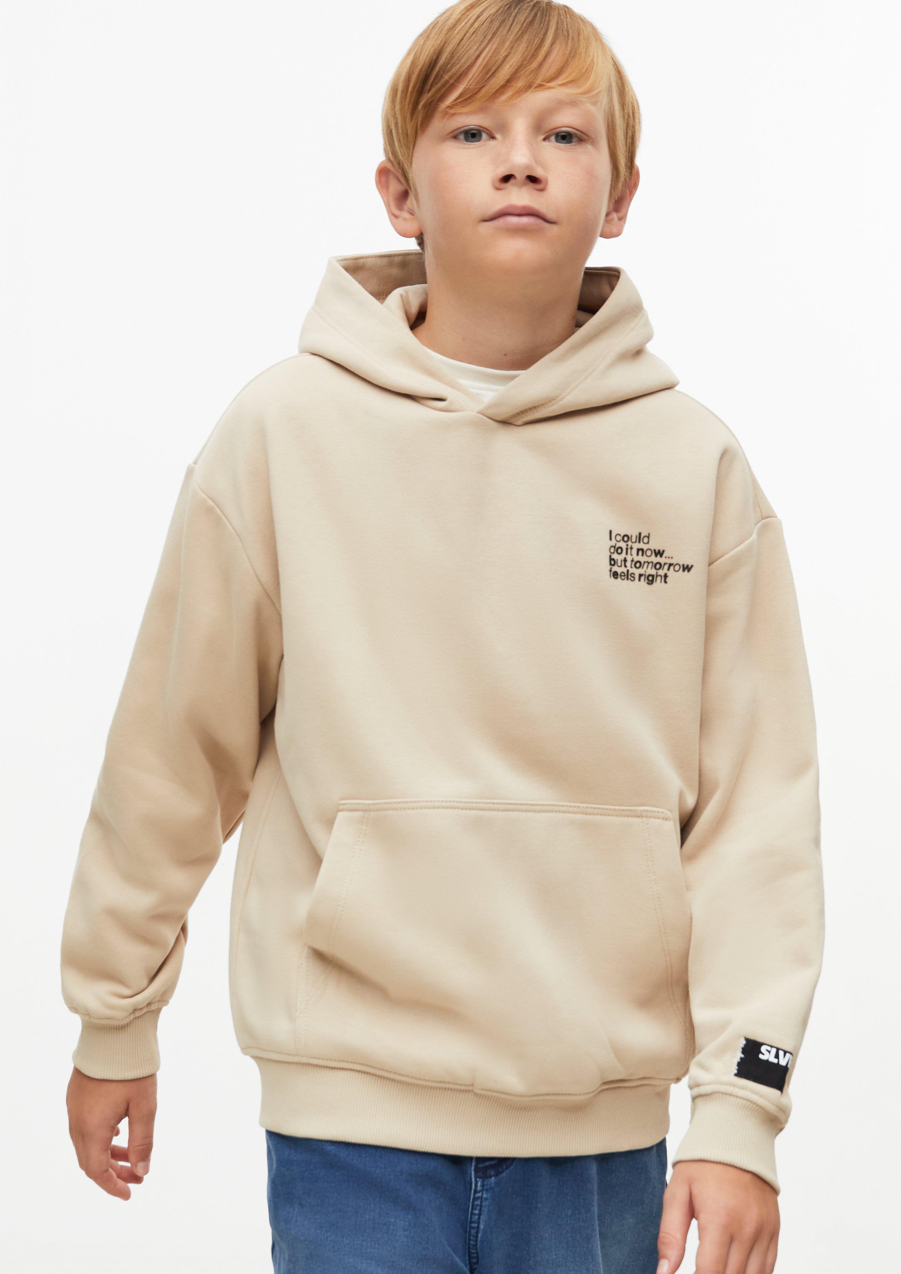 Junior Sweat à capuche oversize douillet avec imprimé en beige de s.Oliver