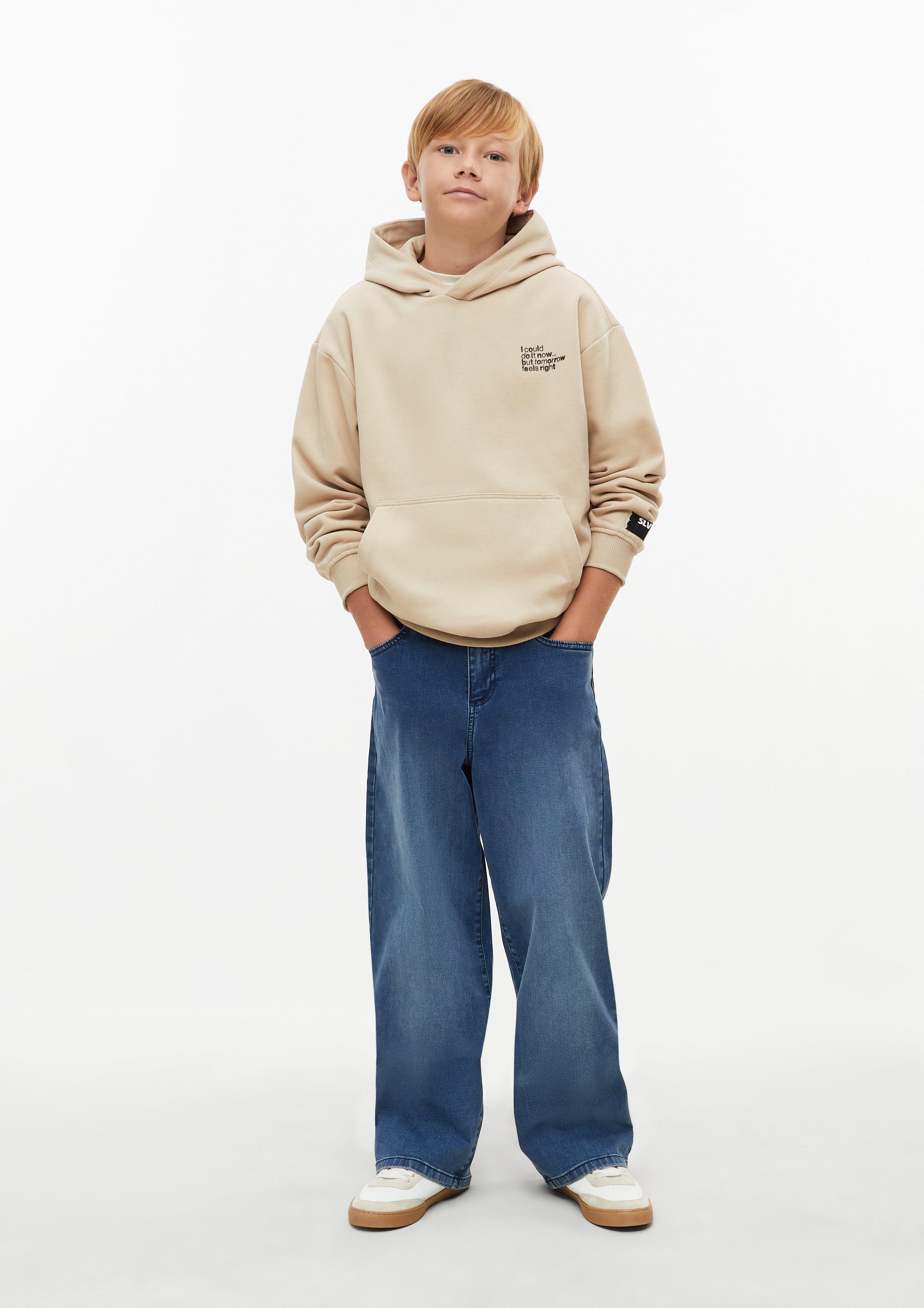 Junior Sweat à capuche oversize douillet avec imprimé en beige de s.Oliver