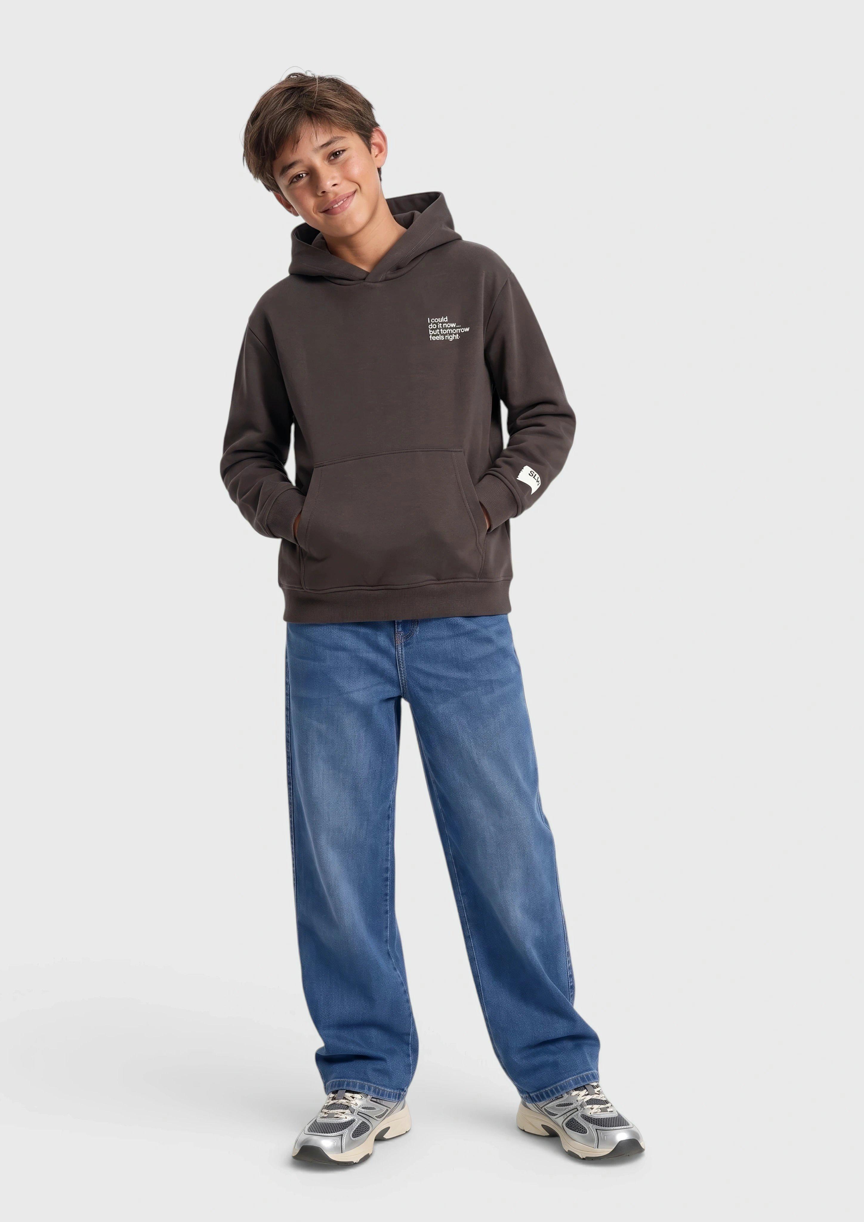 Kinder Kuscheliger Oversize-Hoodie mit Print-Detail in braun von s.Oliver