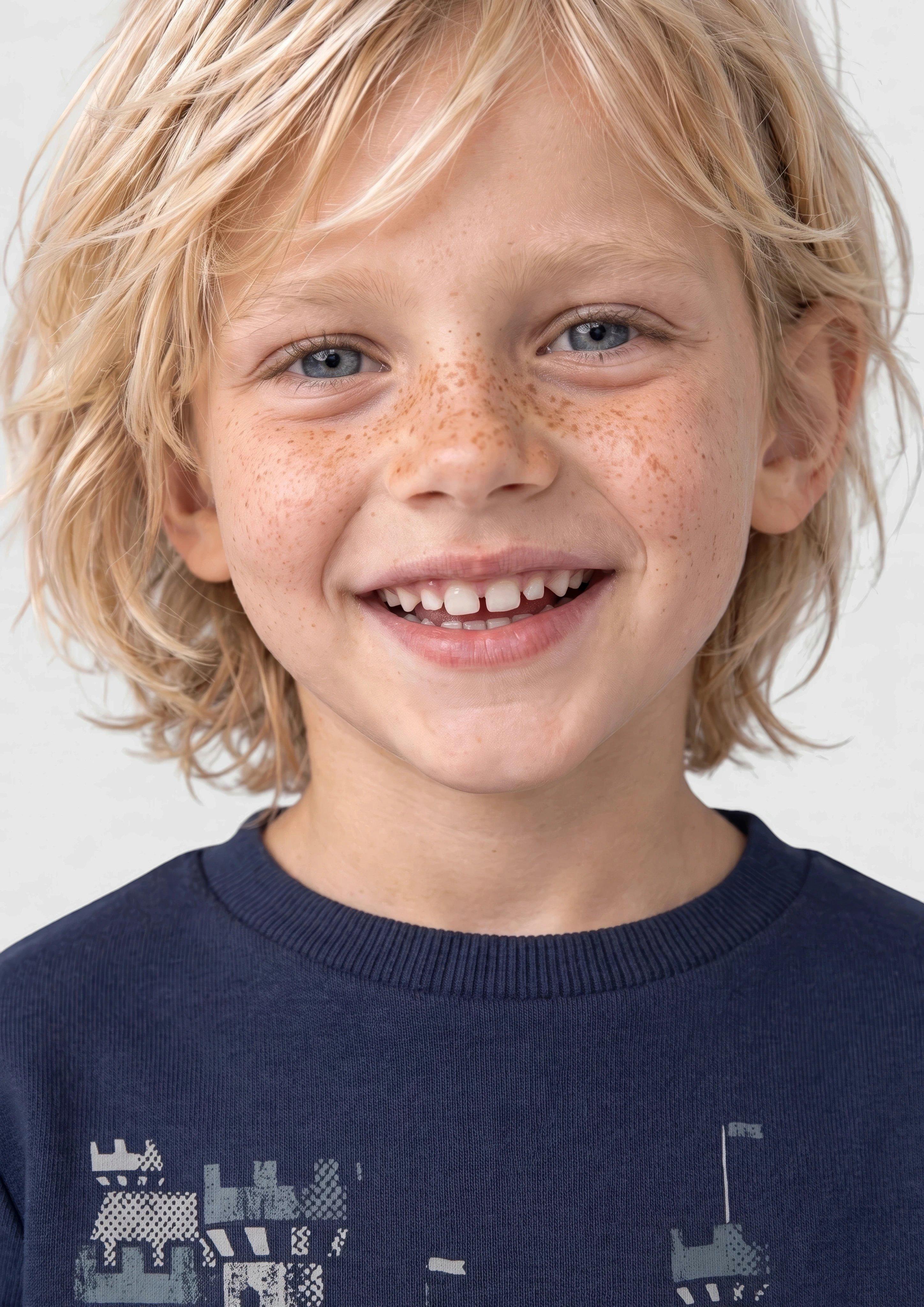 Kinder Kuscheliges Sweatshirt mit Frontprint in blau von s.Oliver