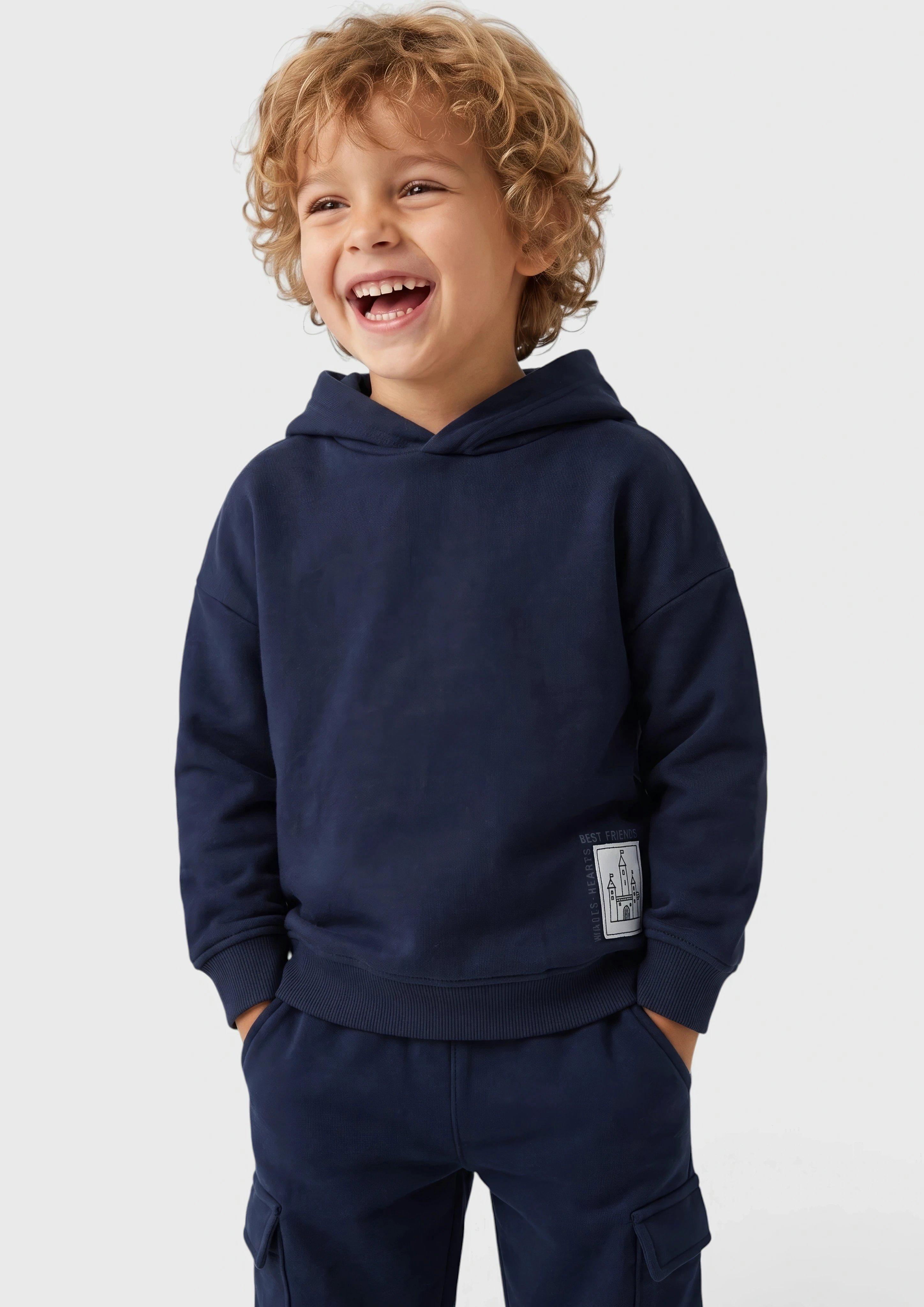 Kuscheliger Oversize Hoodie mit Printdetails in Farbe navy von s.Oliver