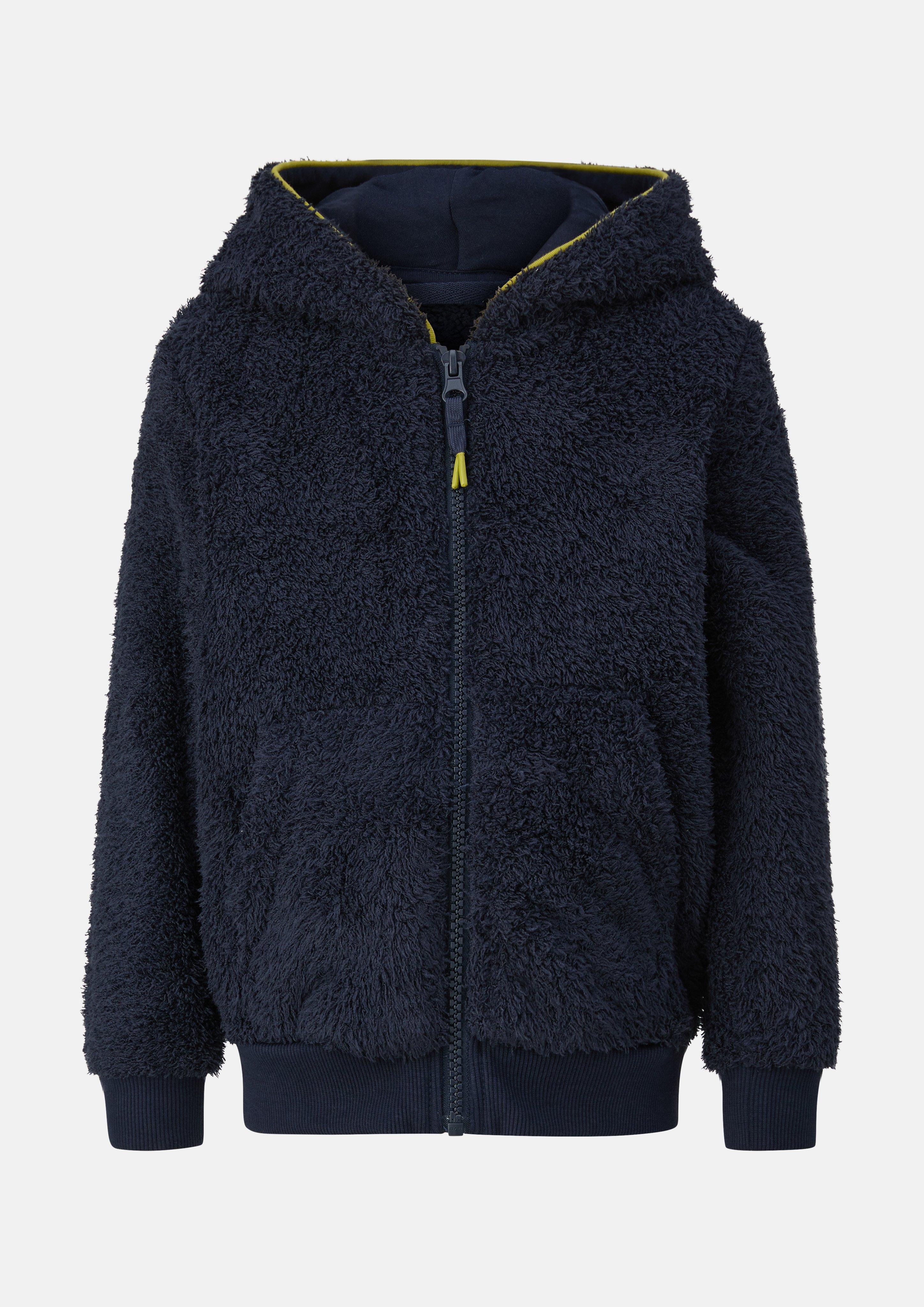 Kuschelige Sweatjacke aus Teddy-Fleece mit Kängurutasche in Farbe navy von s.Oliver