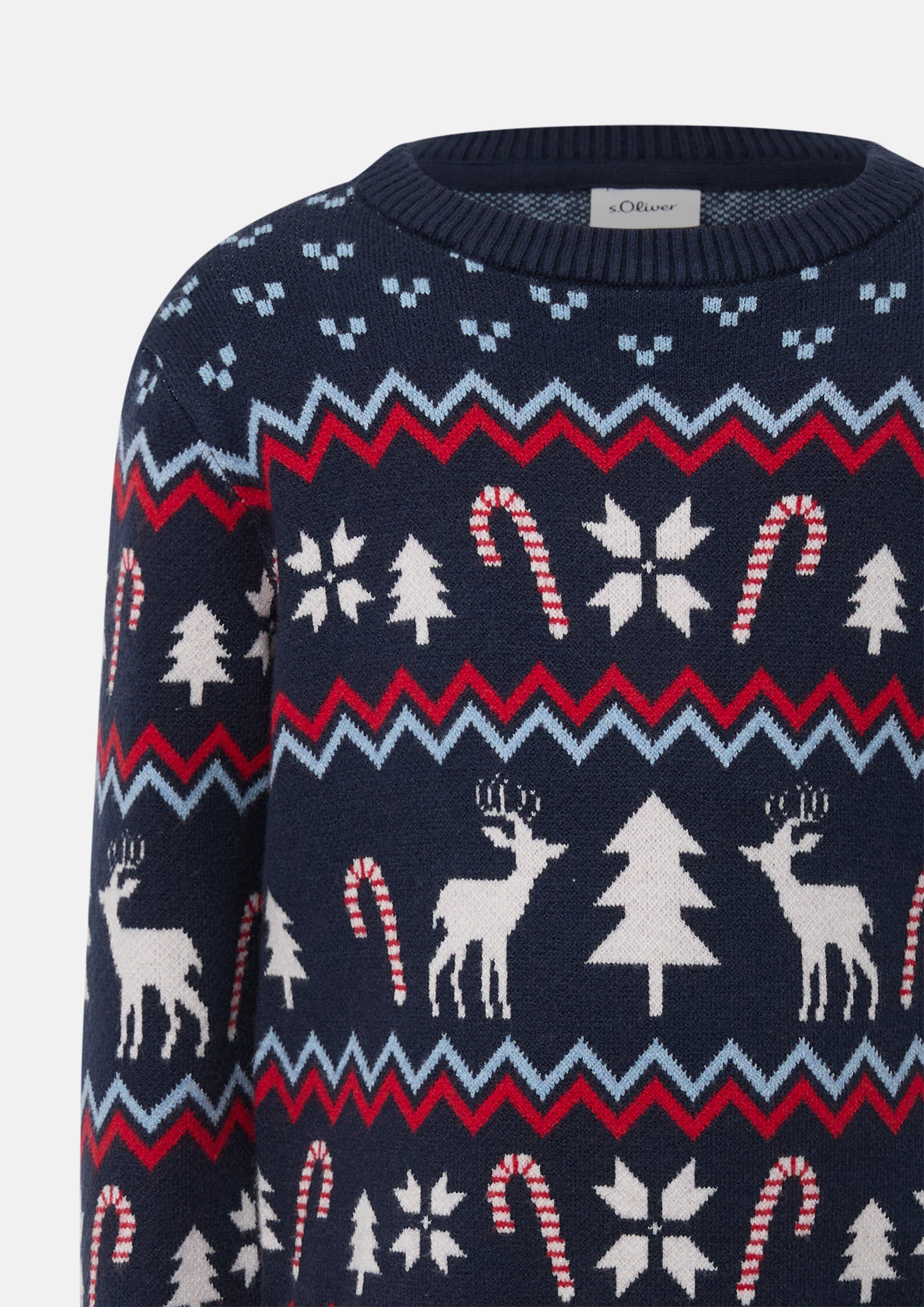 Kinder Weicher Strickpullover mit Muster in blau von s.Oliver