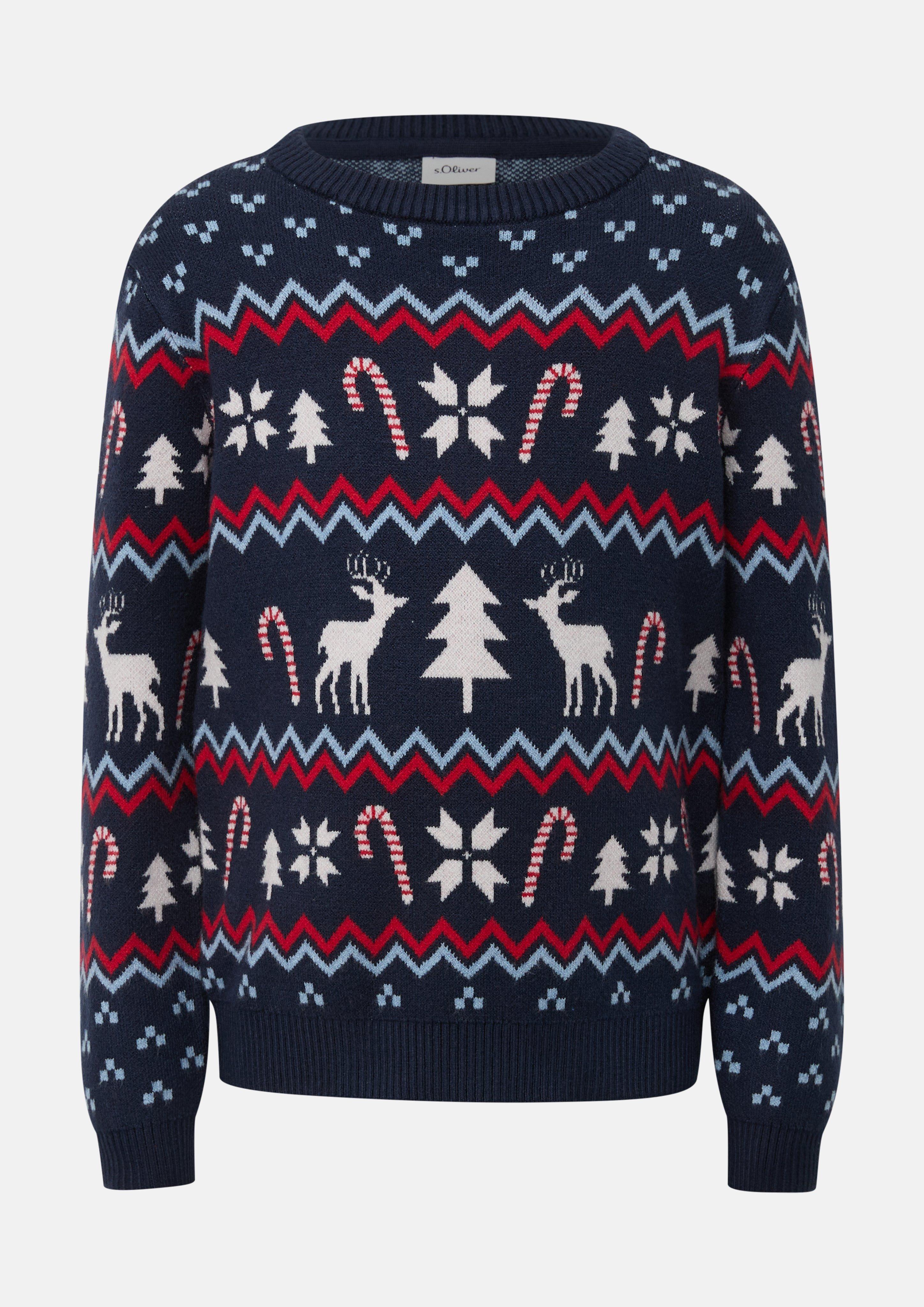 Weicher Strickpullover mit Muster in Farbe navy von s.Oliver