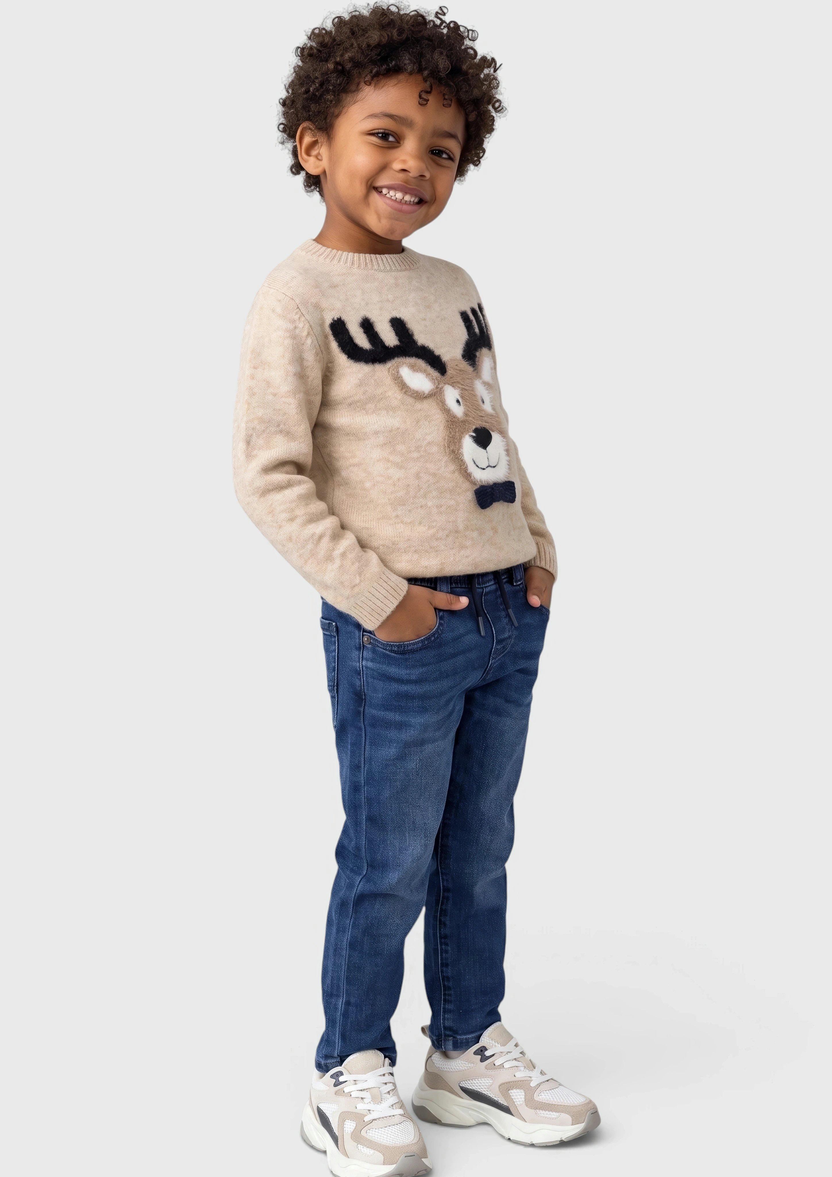Kuscheliger Strickpullover mit Rentier-Artwork in Farbe hellbraun von s.Oliver