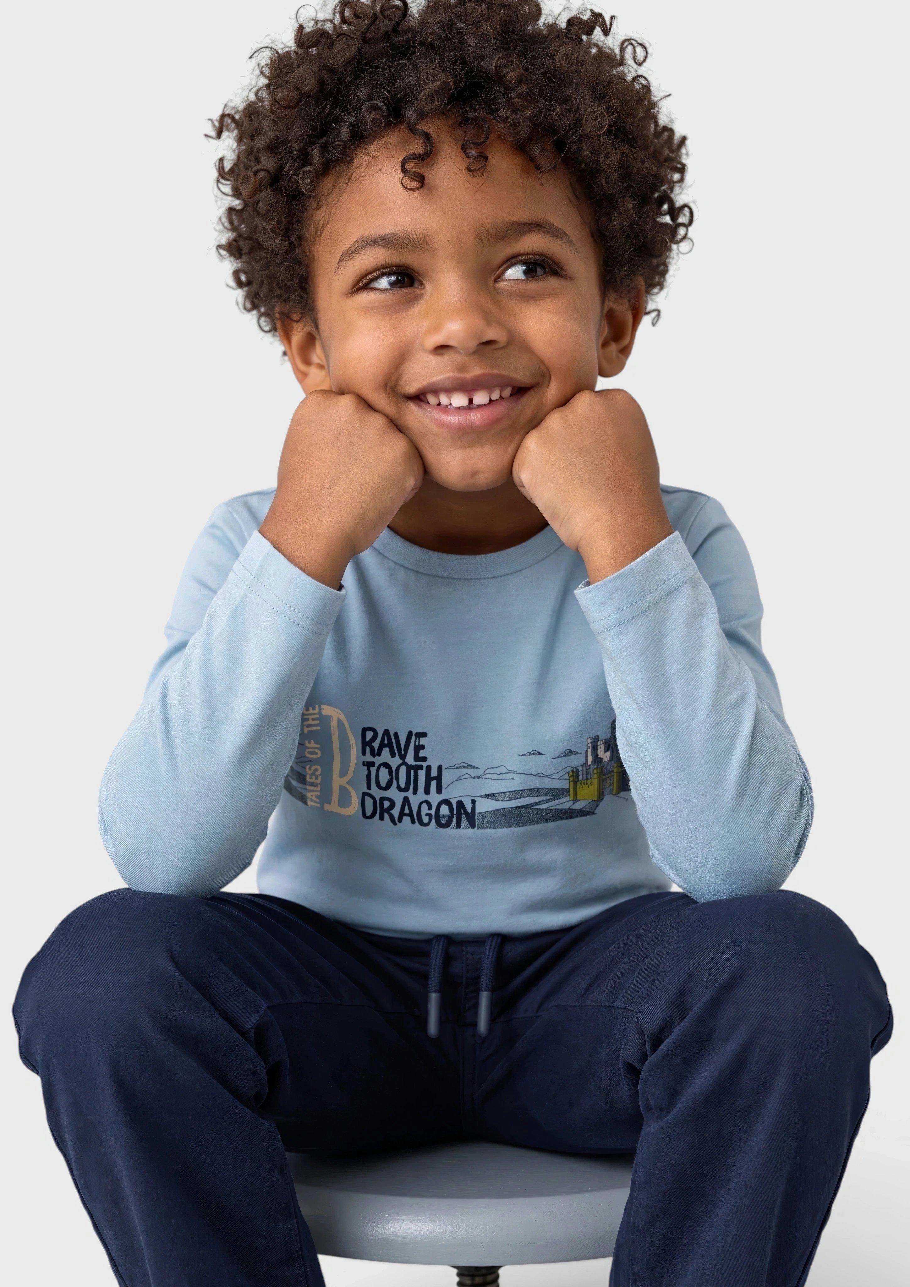 Kinder Longsleeve mit Frontprint in blau von s.Oliver
