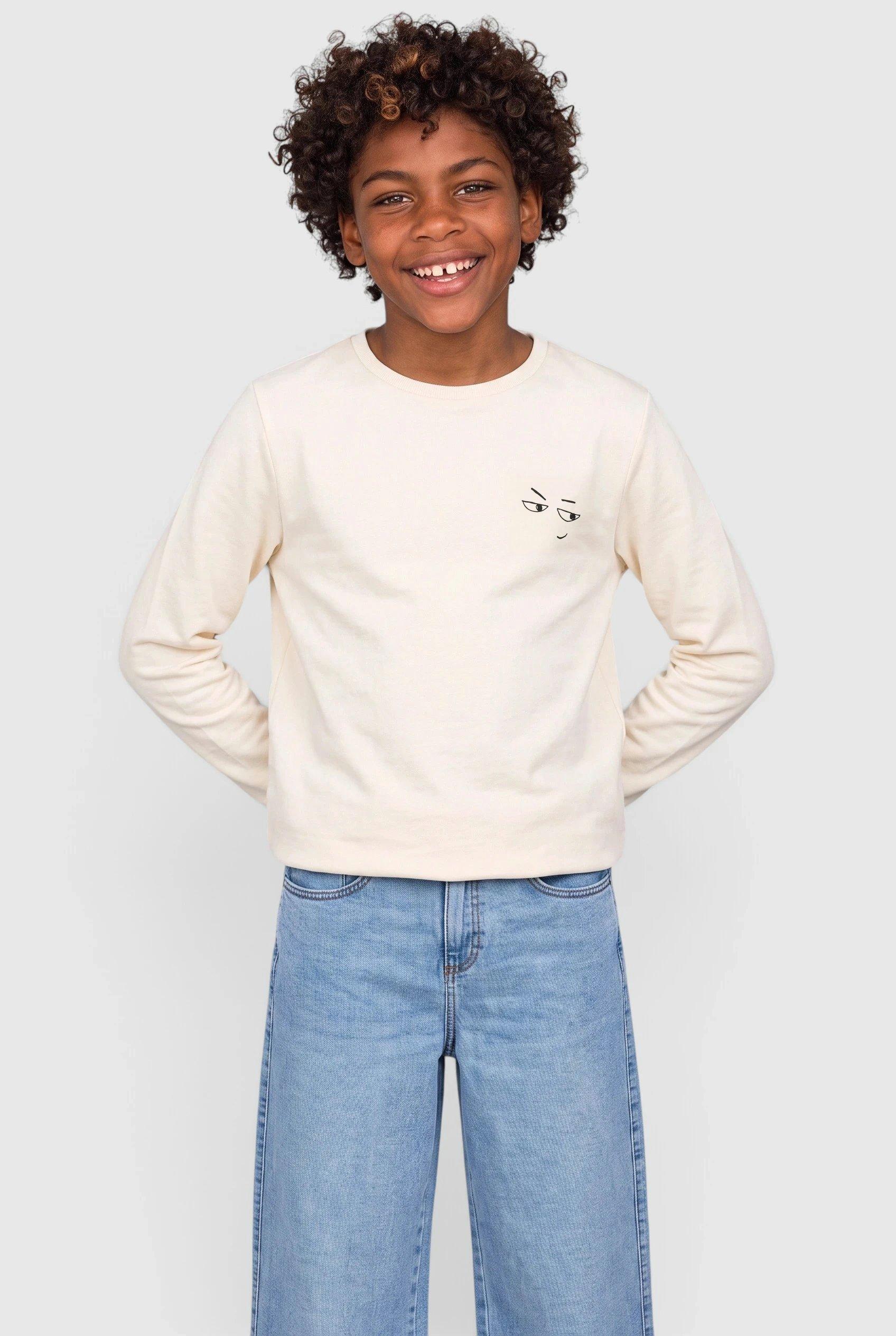 Longsleeve aus leichtem Sweat mit Frontprint in Farbe creme von s.Oliver