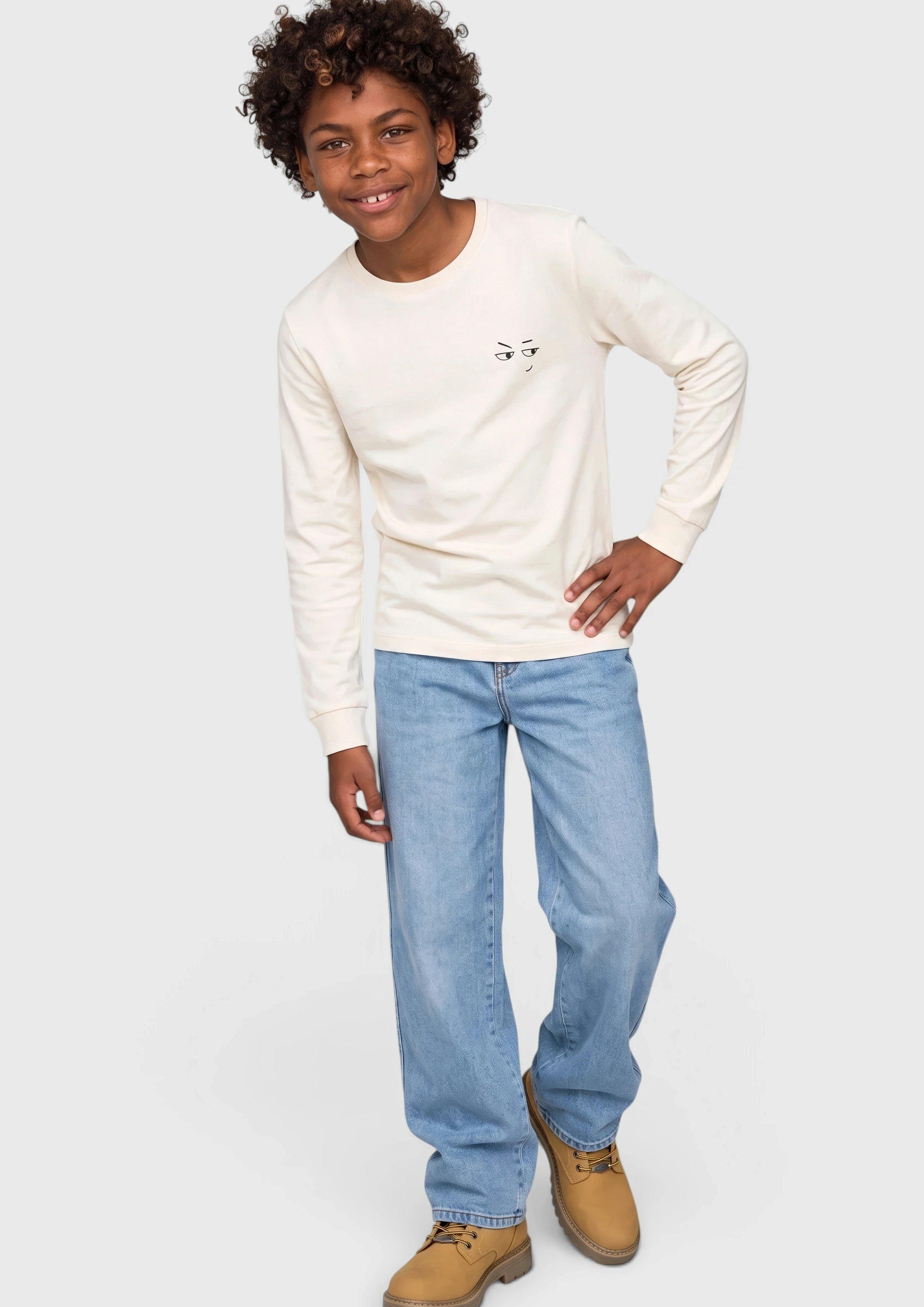 Kinder Longsleeve aus leichtem Sweat mit Frontprint in creme von s.Oliver