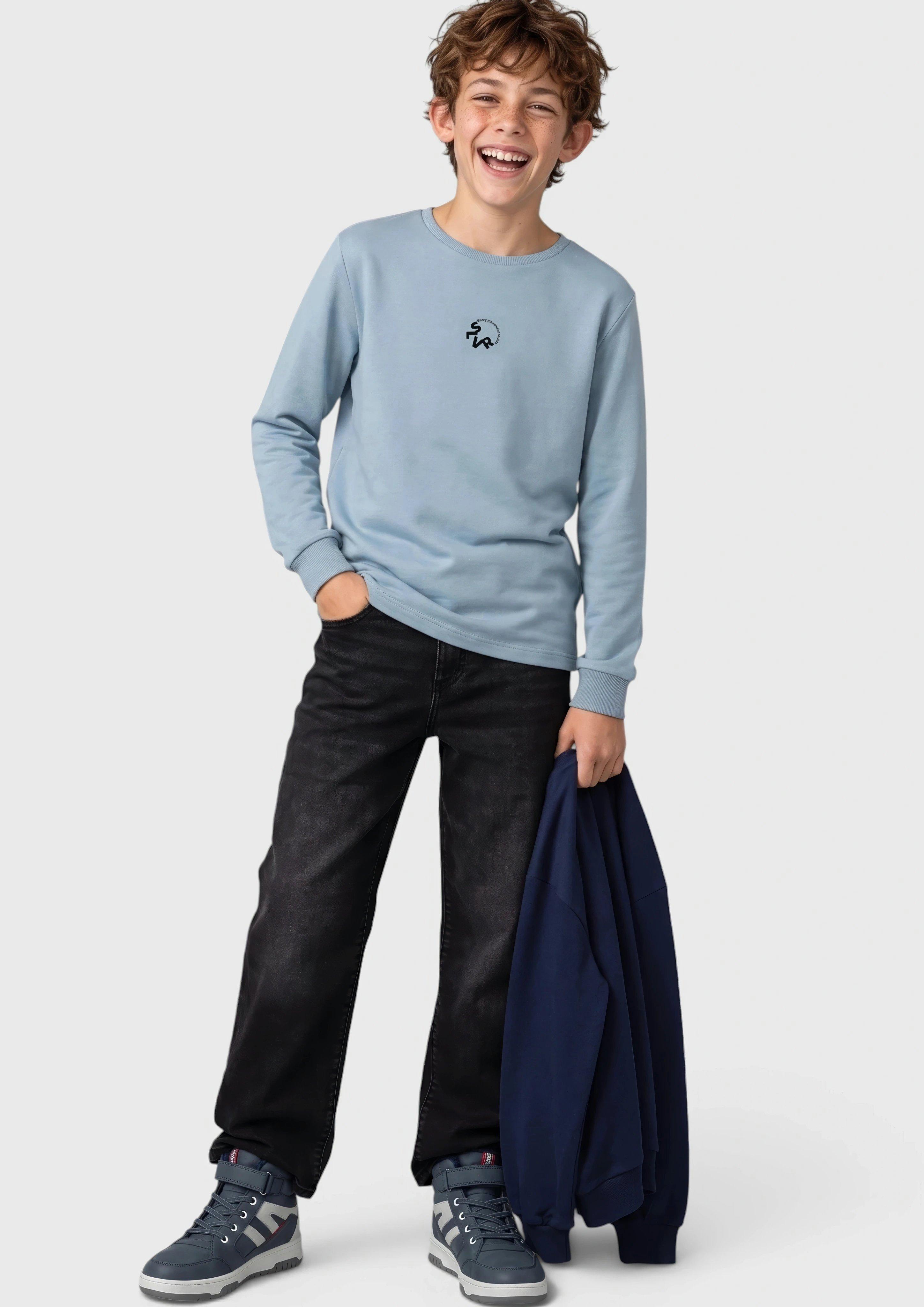 T-shirt met lange mouwen van licht sweatshirtmateriaal met opdruk op de voorkant in lichtblauw van s.Oliver