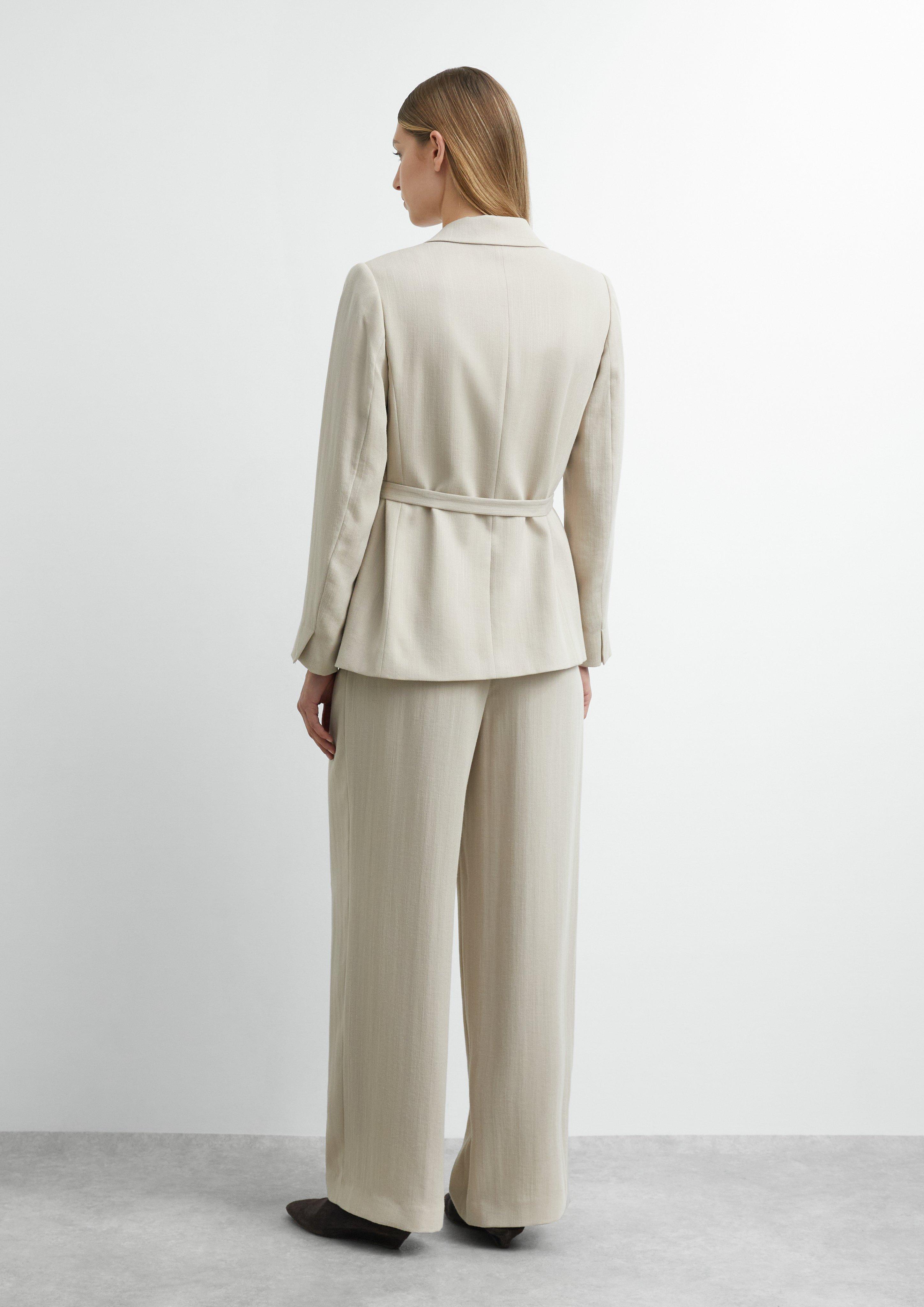 Damen Strukturierte Wide-Leg-Hose mit Faltendetail in beige von comma