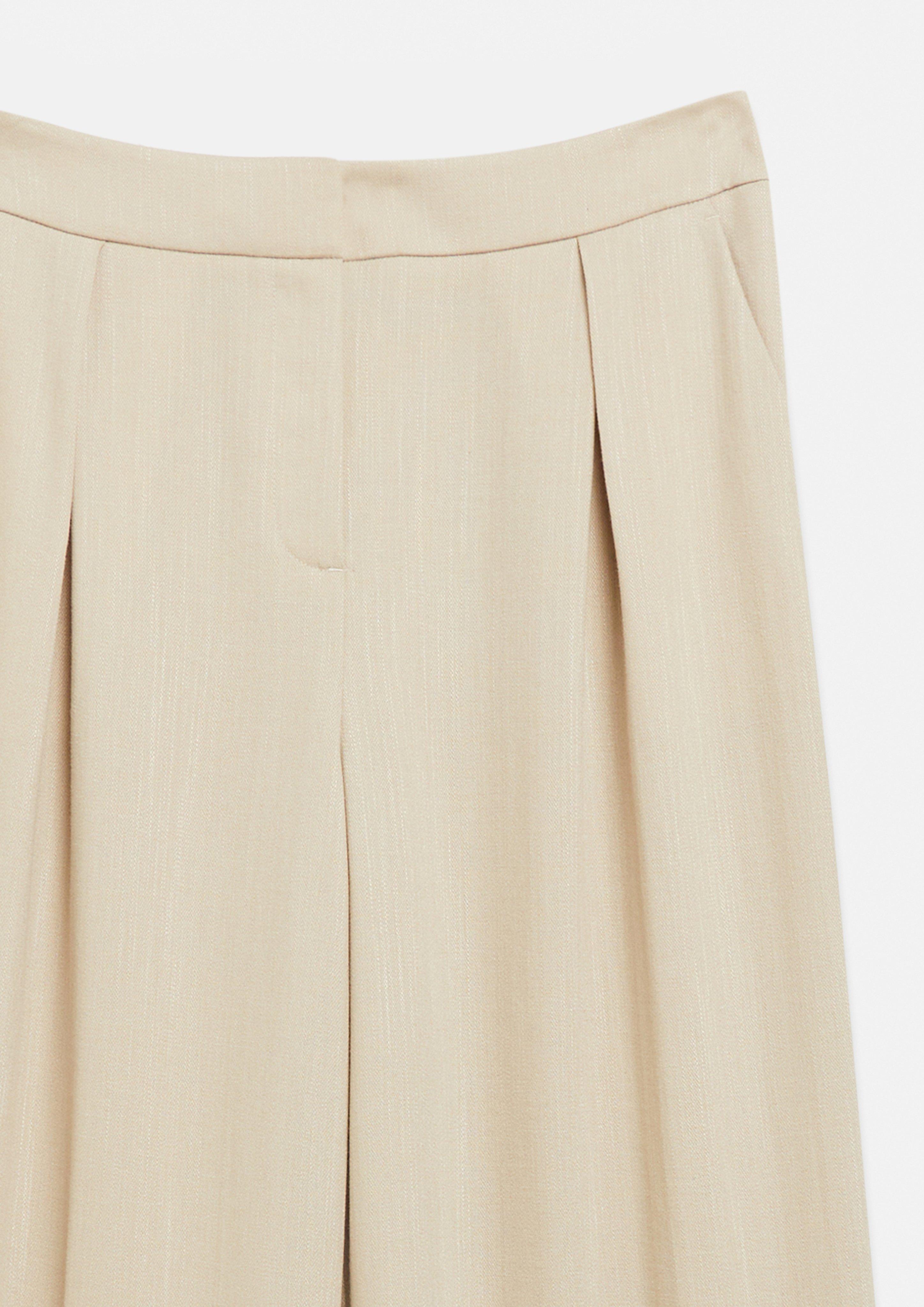 Damen Strukturierte Wide-Leg-Hose mit Faltendetail in beige von comma