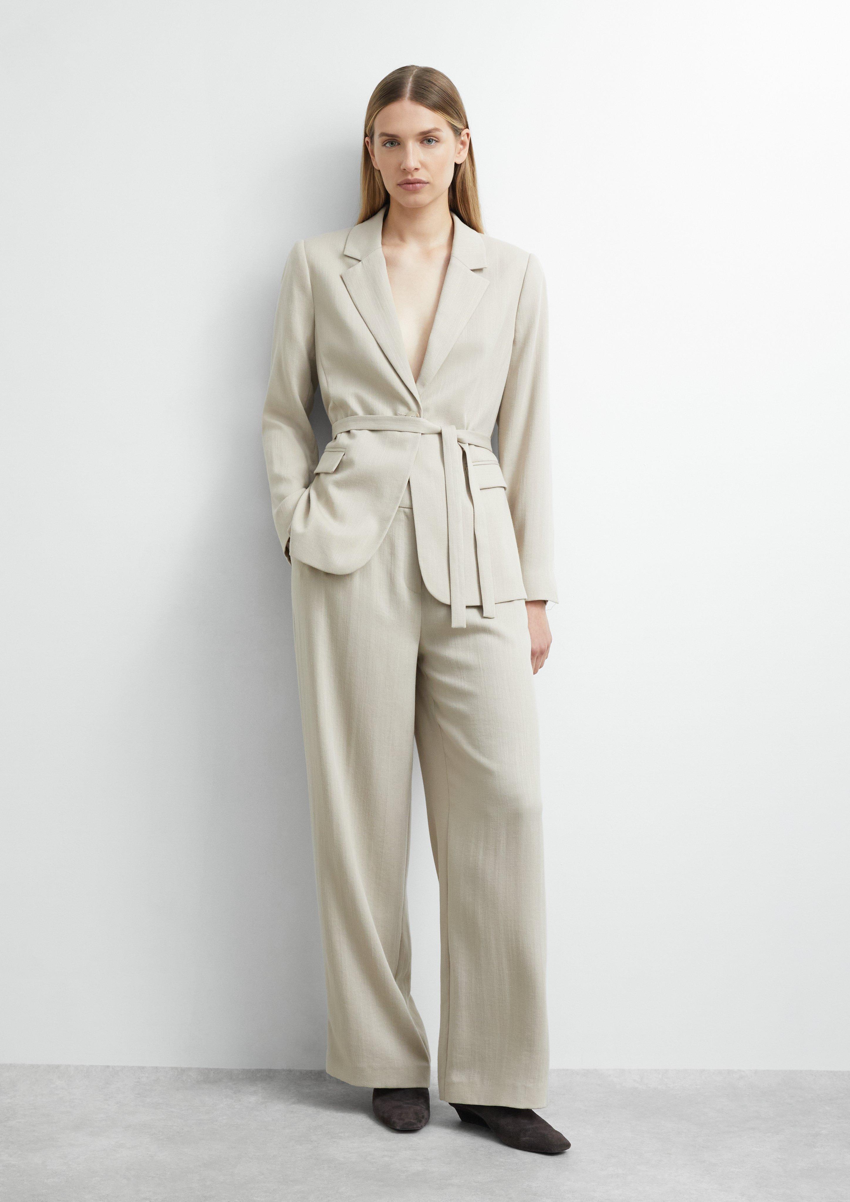 Damen Strukturierte Wide-Leg-Hose mit Faltendetail in beige von comma