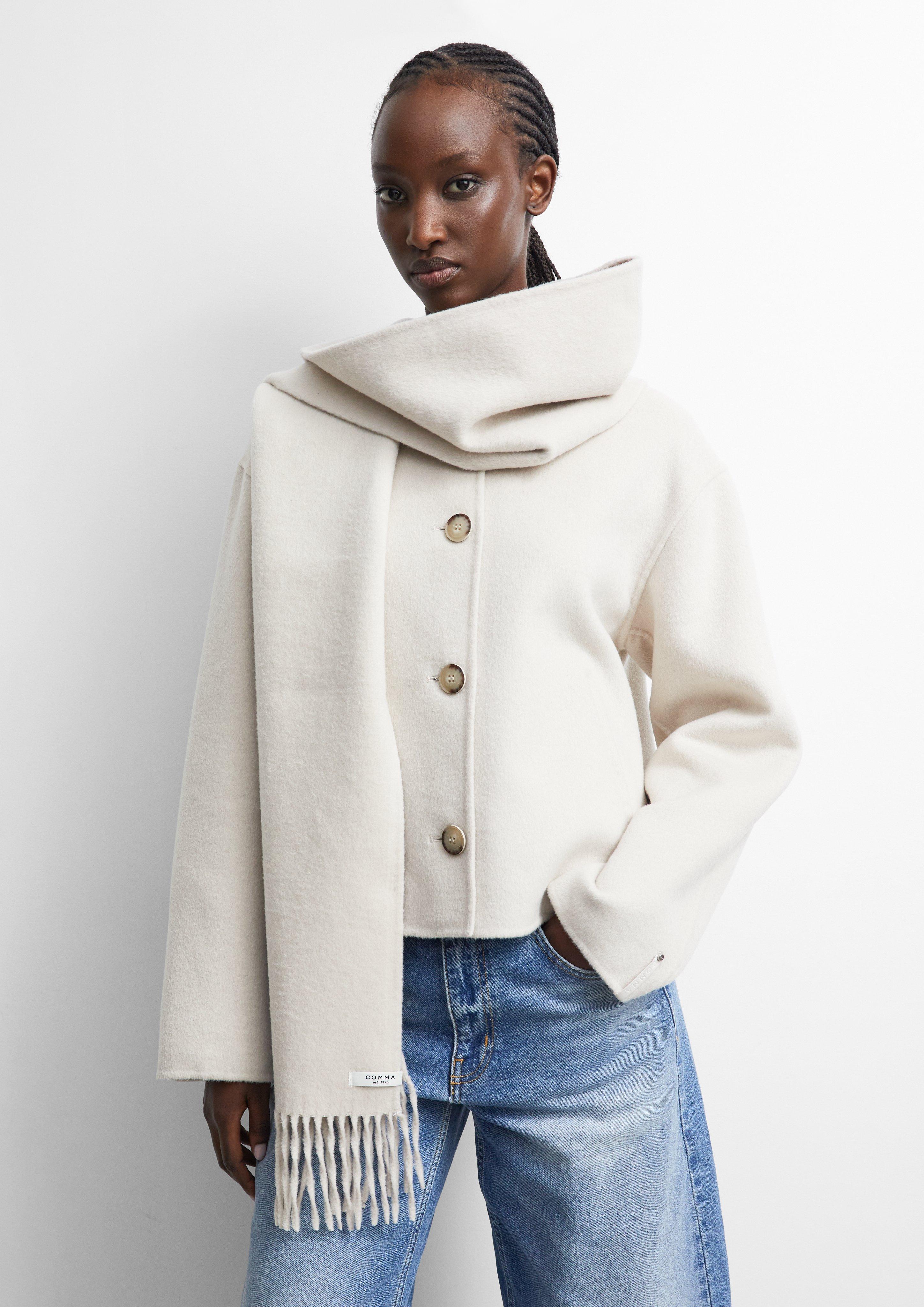 Damen Schal aus Wollmix mit Fransen in beige von comma