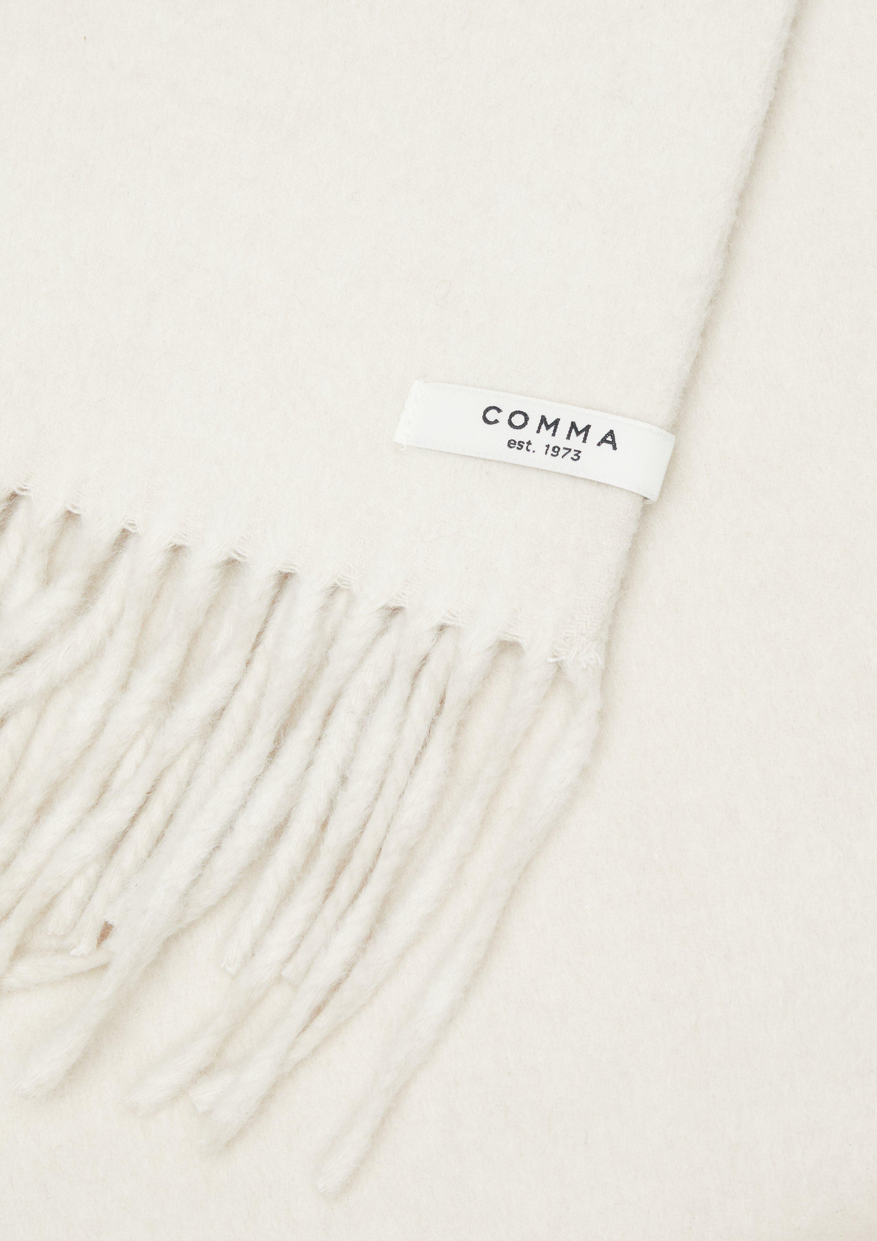Schal aus Wollmix mit Fransen in beige von COMMA