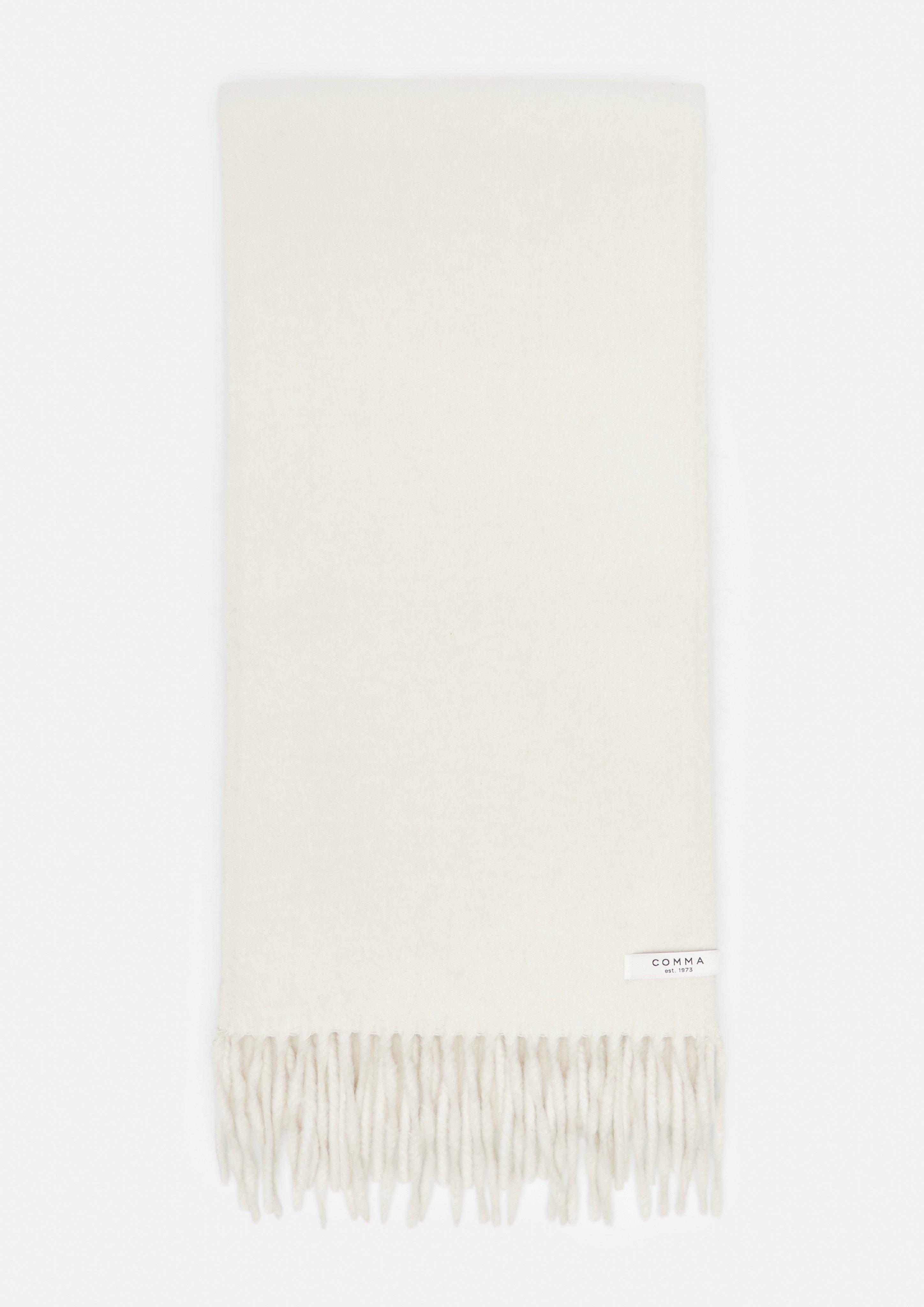 Schal aus Wollmix mit Fransen in helles beige von COMMA