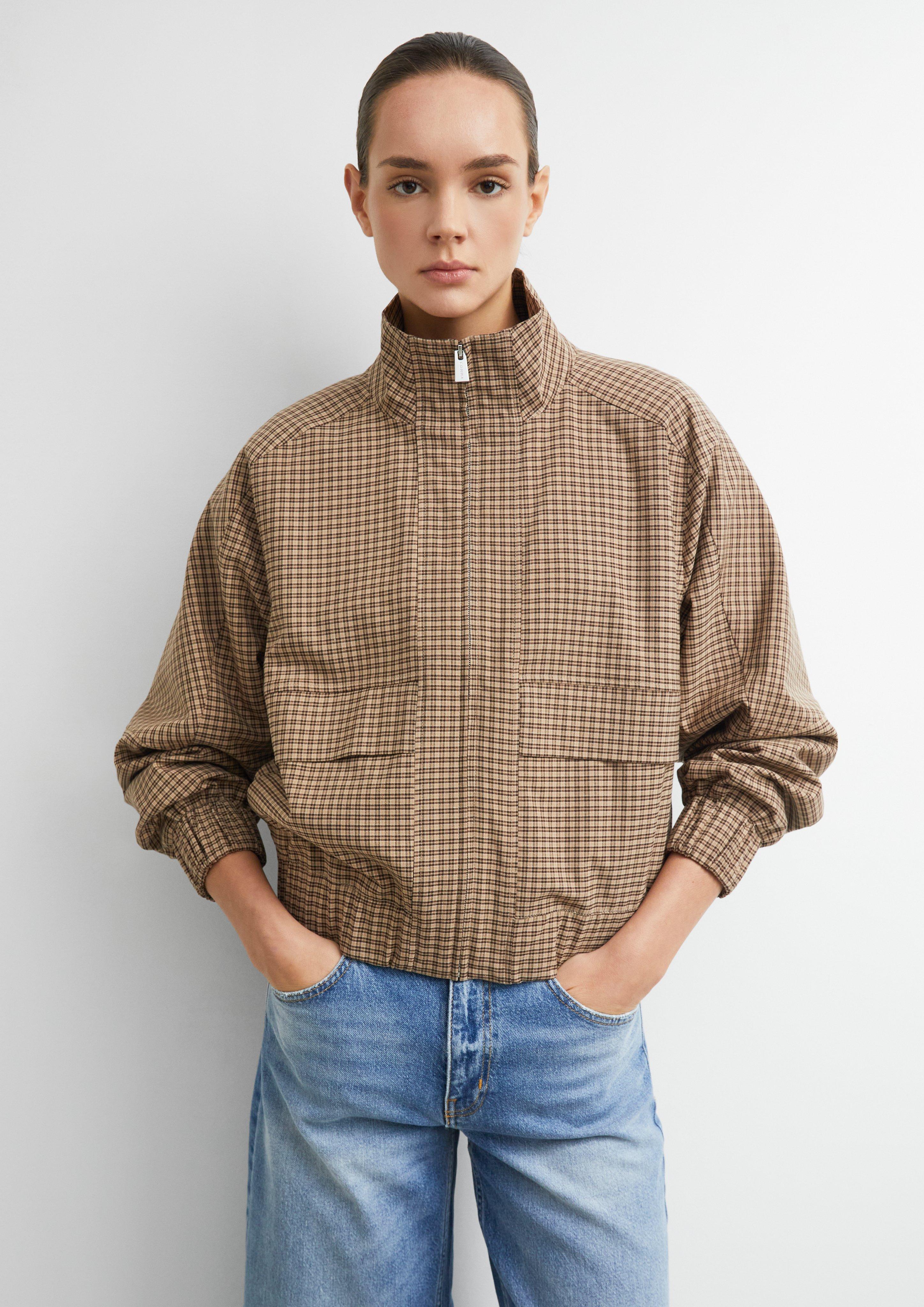 Karierte Blousonjacke mit Stehkragen in braun von COMMA