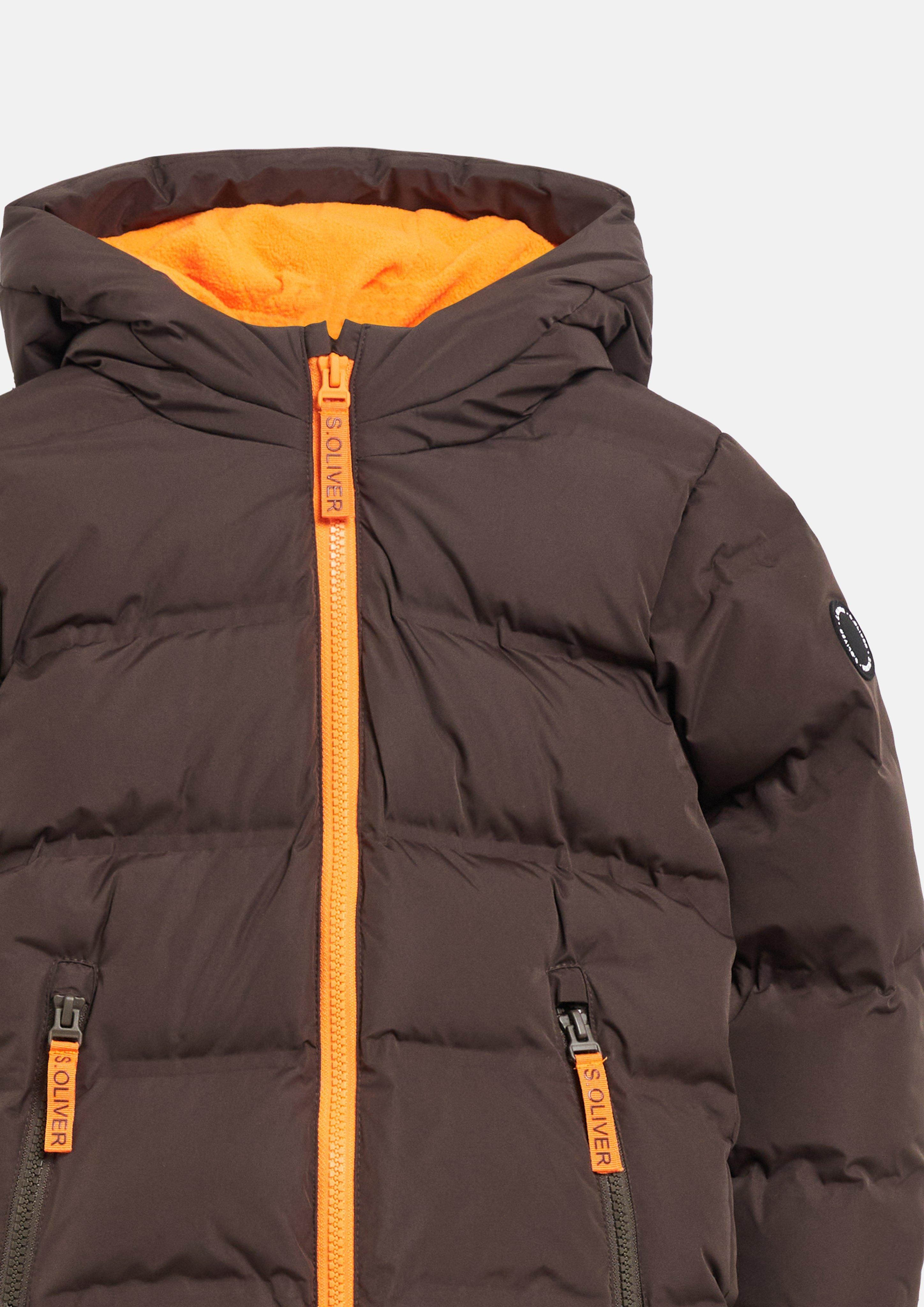 Kids Water-repellent winter jacket with fleece lining in brown by s.Oliver