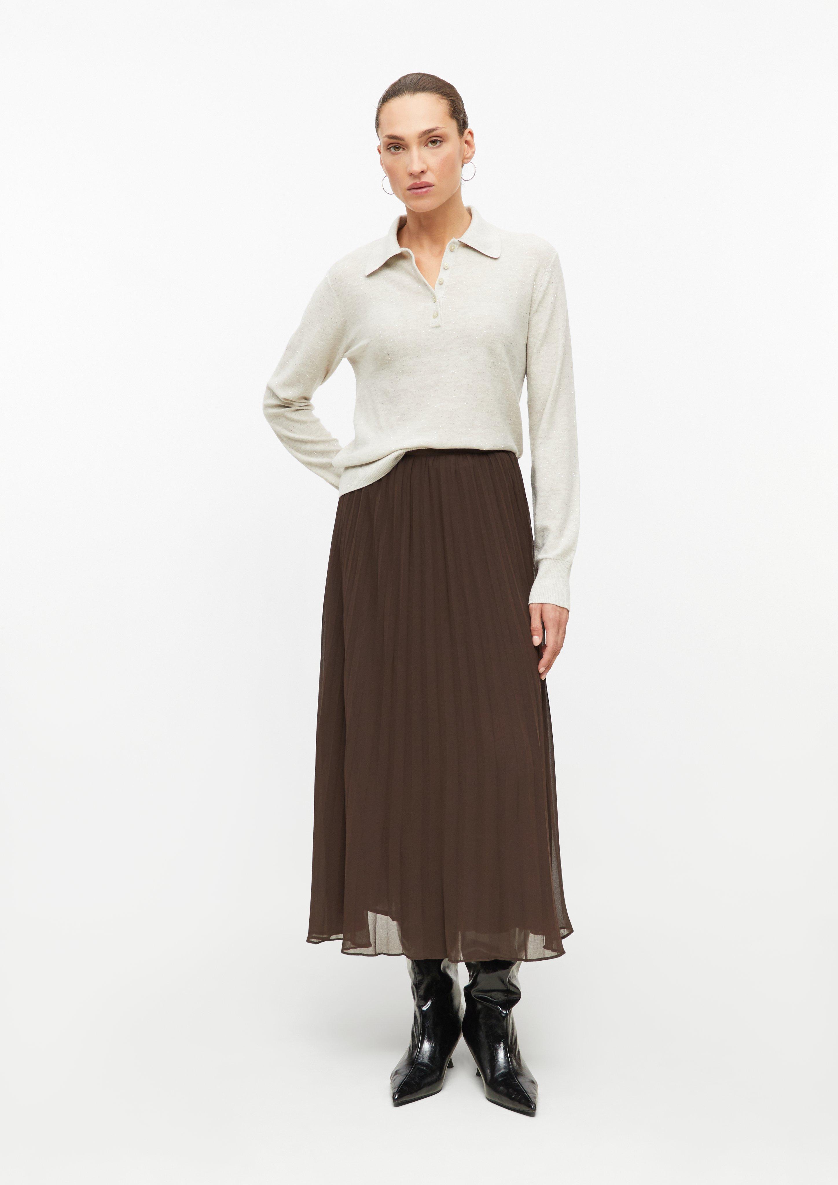 Geplooide chiffonrok in donkerbruin van s.Oliver BLACK LABEL