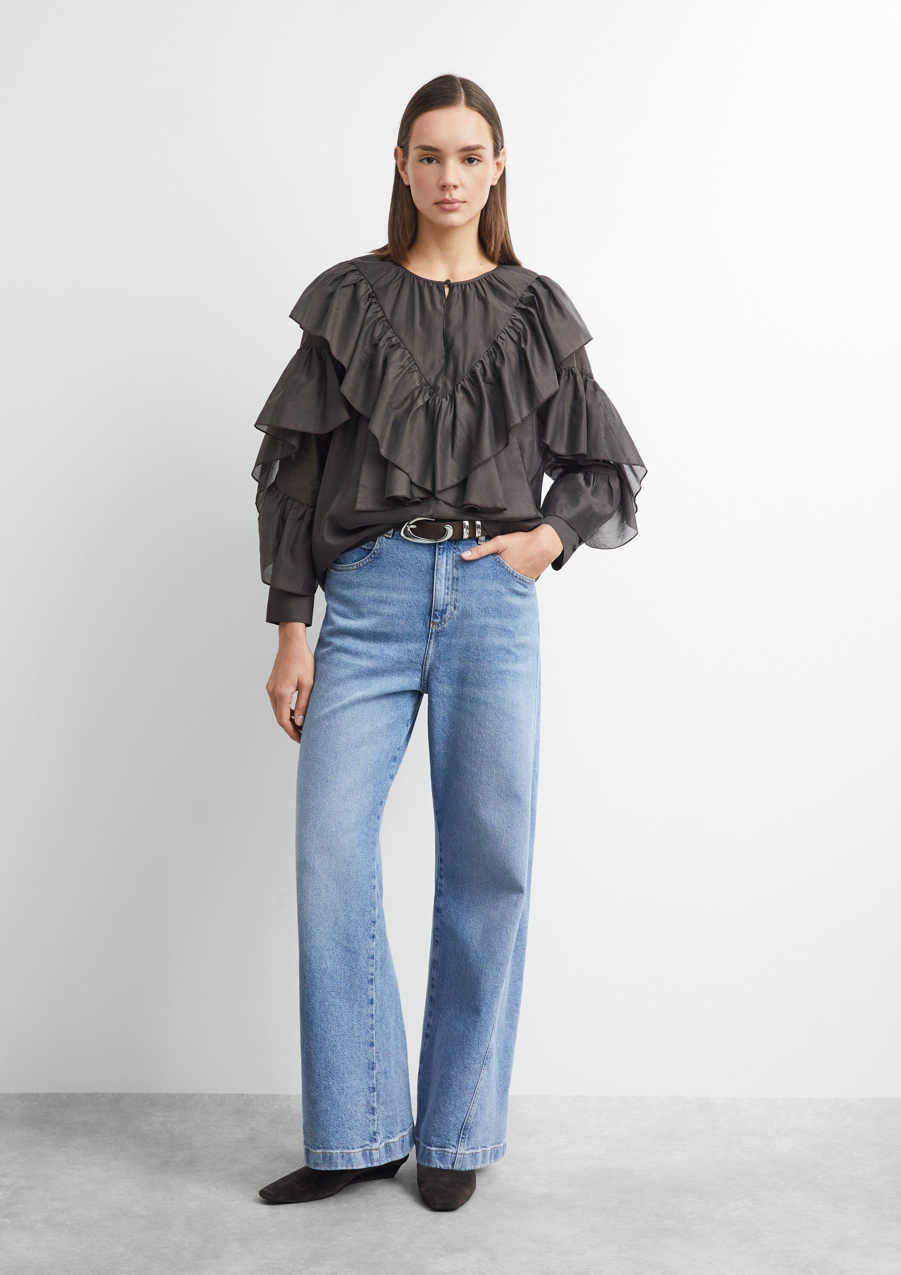 ANNA - Wide Leg Jeans mit vorverlegter Naht in blau von COMMA