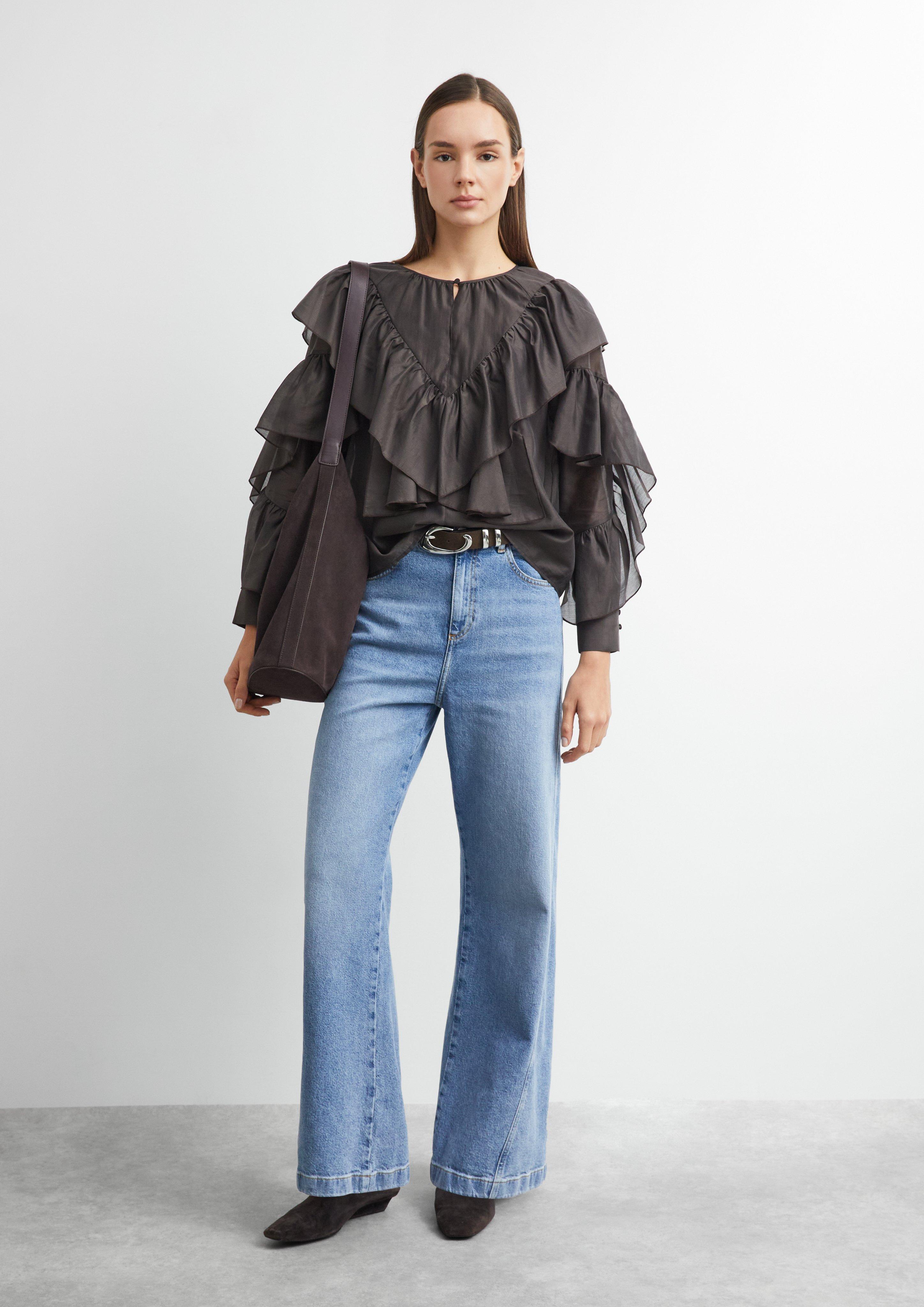 ANNA - Wide Leg Jeans mit vorverlegter Naht in blau von COMMA