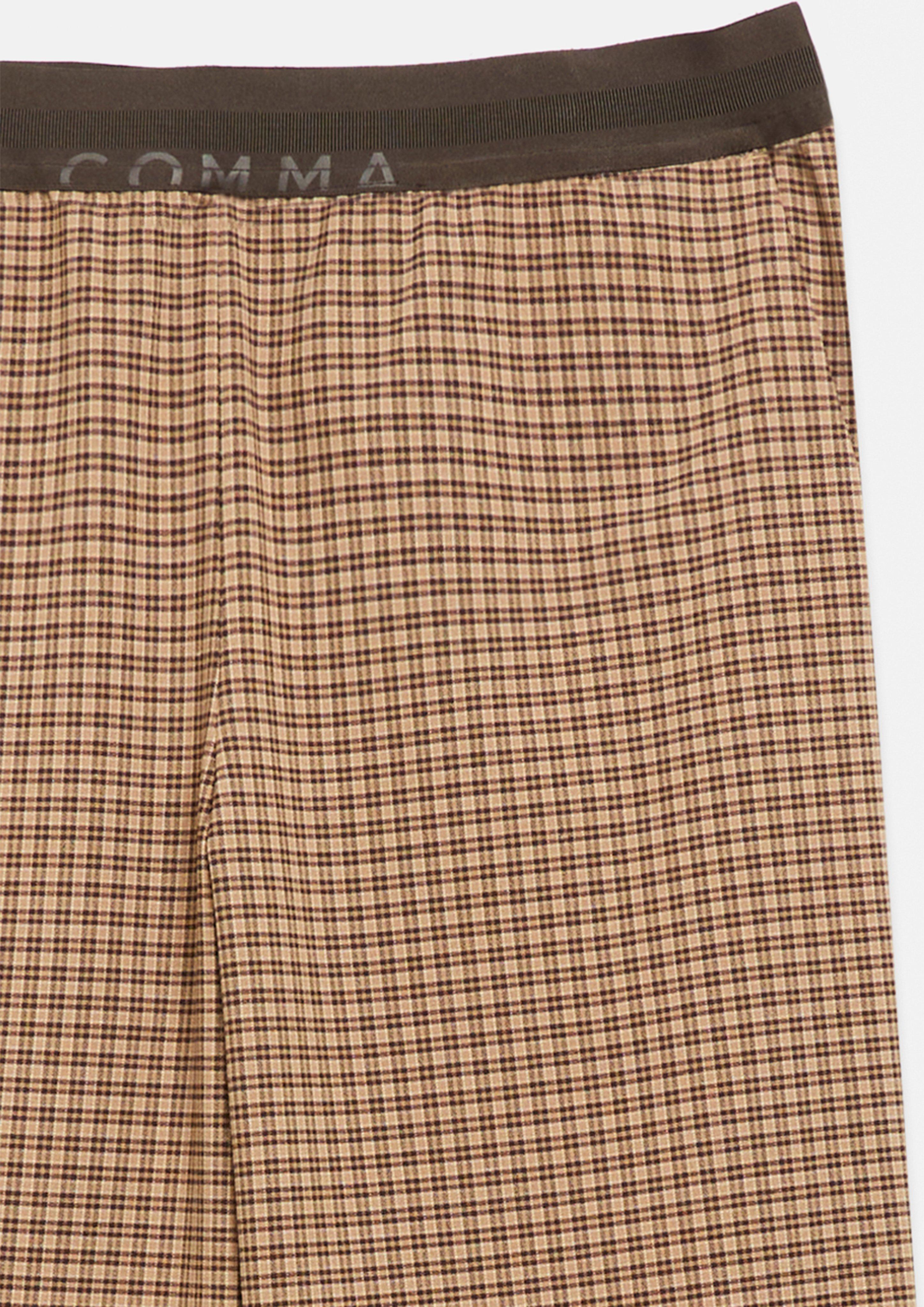 Karohose mit Elastikbund in braun von COMMA