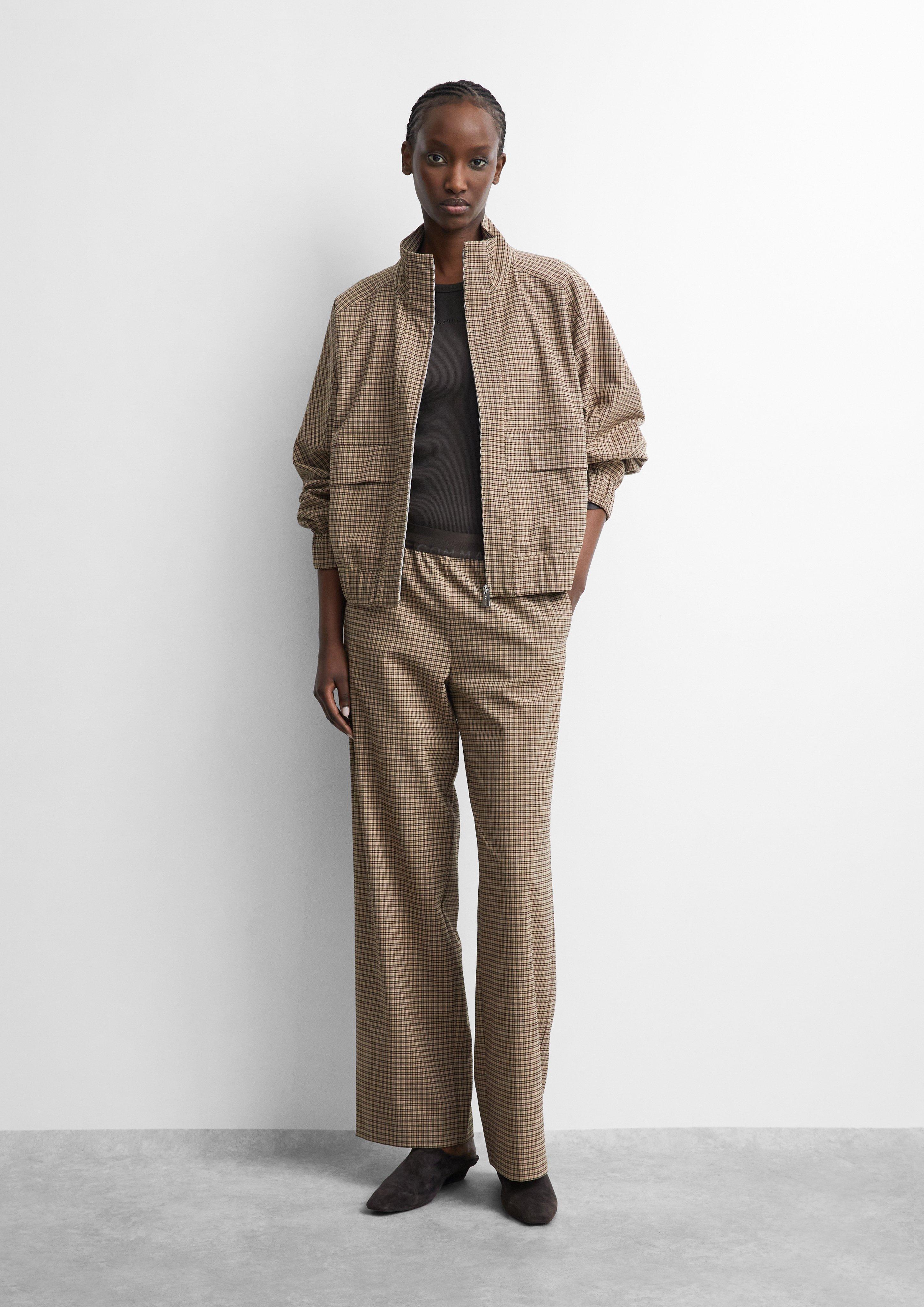 Karohose mit Elastikbund in braun von COMMA