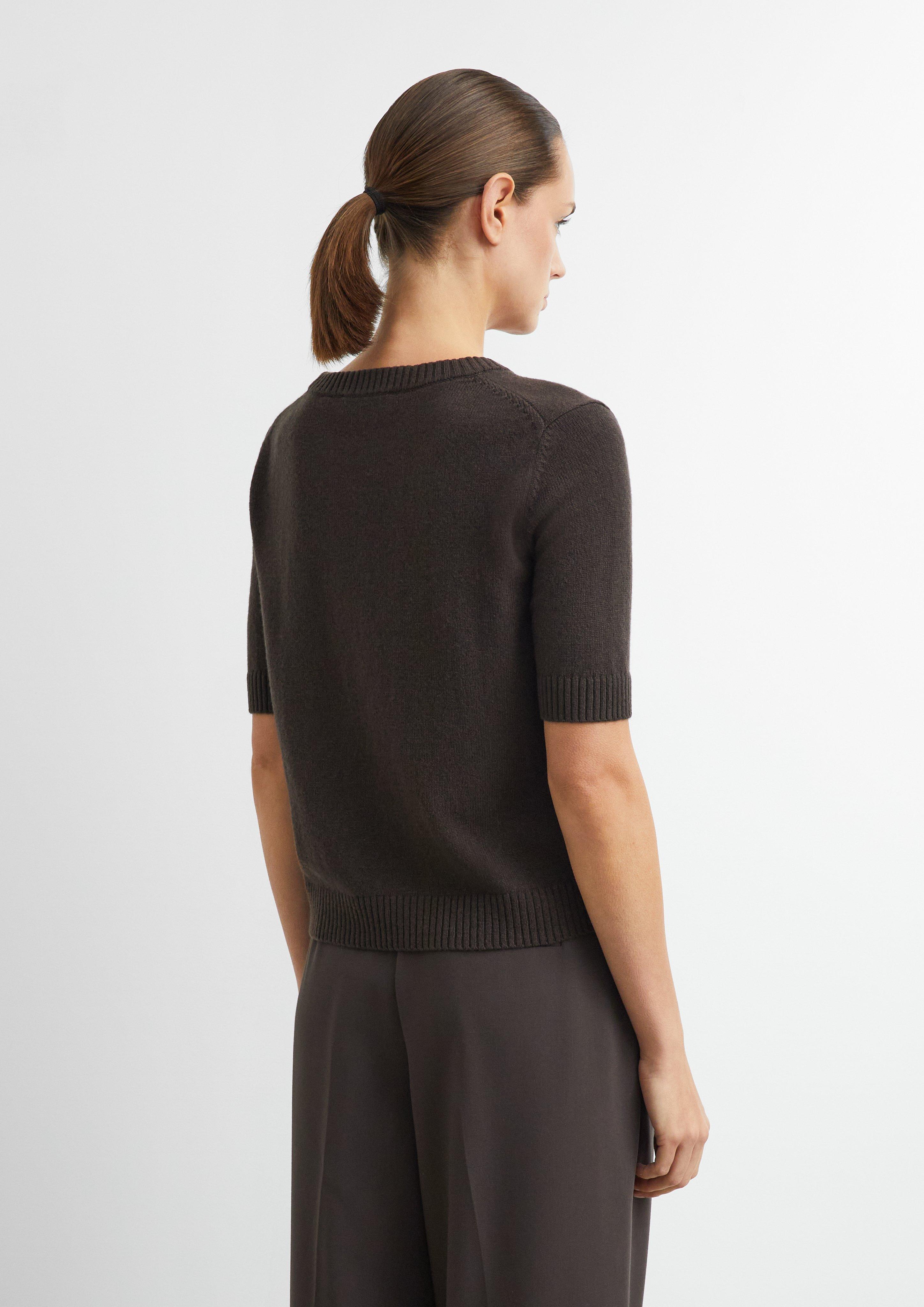 Kurzarmstrickpullover aus Wollmix in braun von COMMA