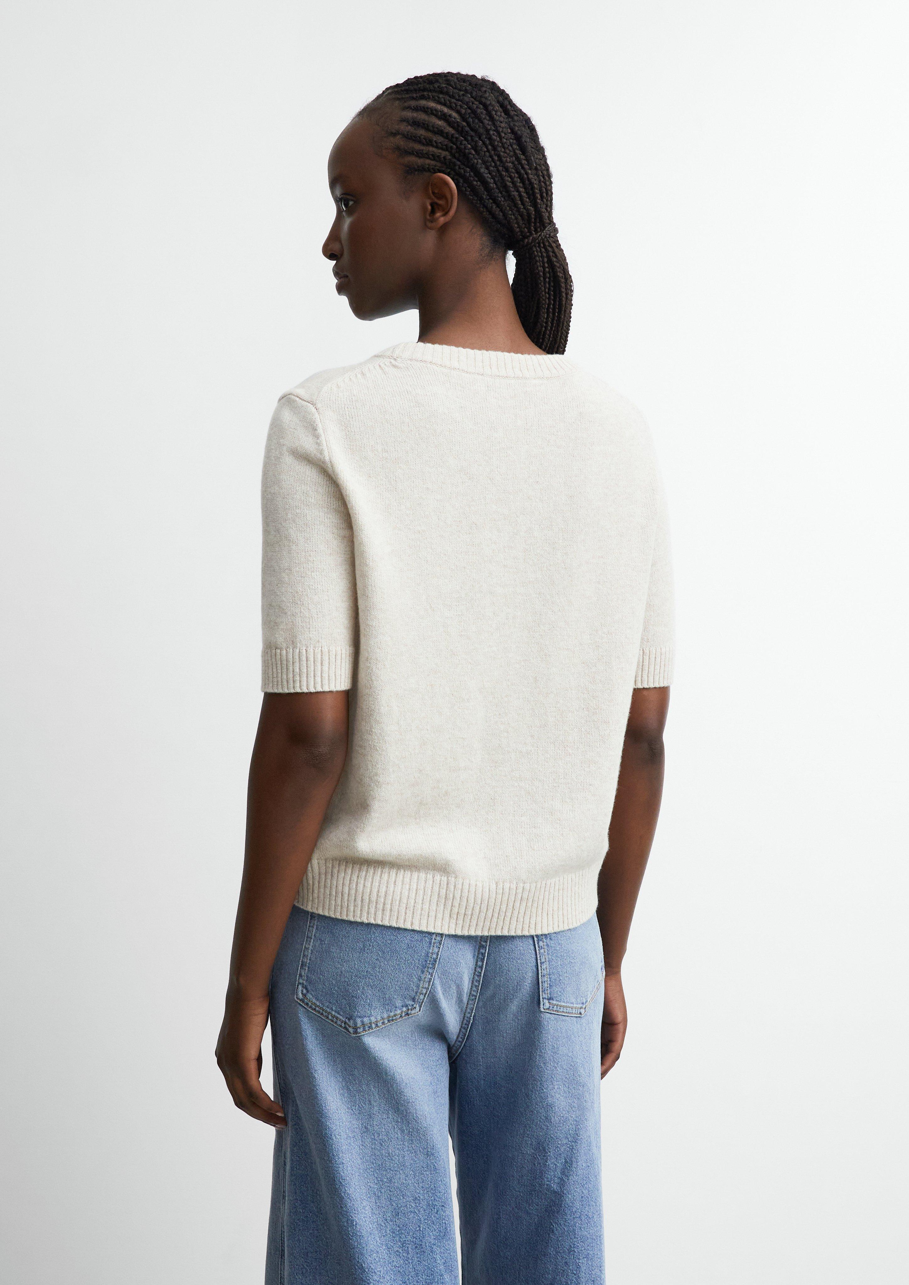 Pull à manches courtes en maille, en mélange de laine en beige de COMMA