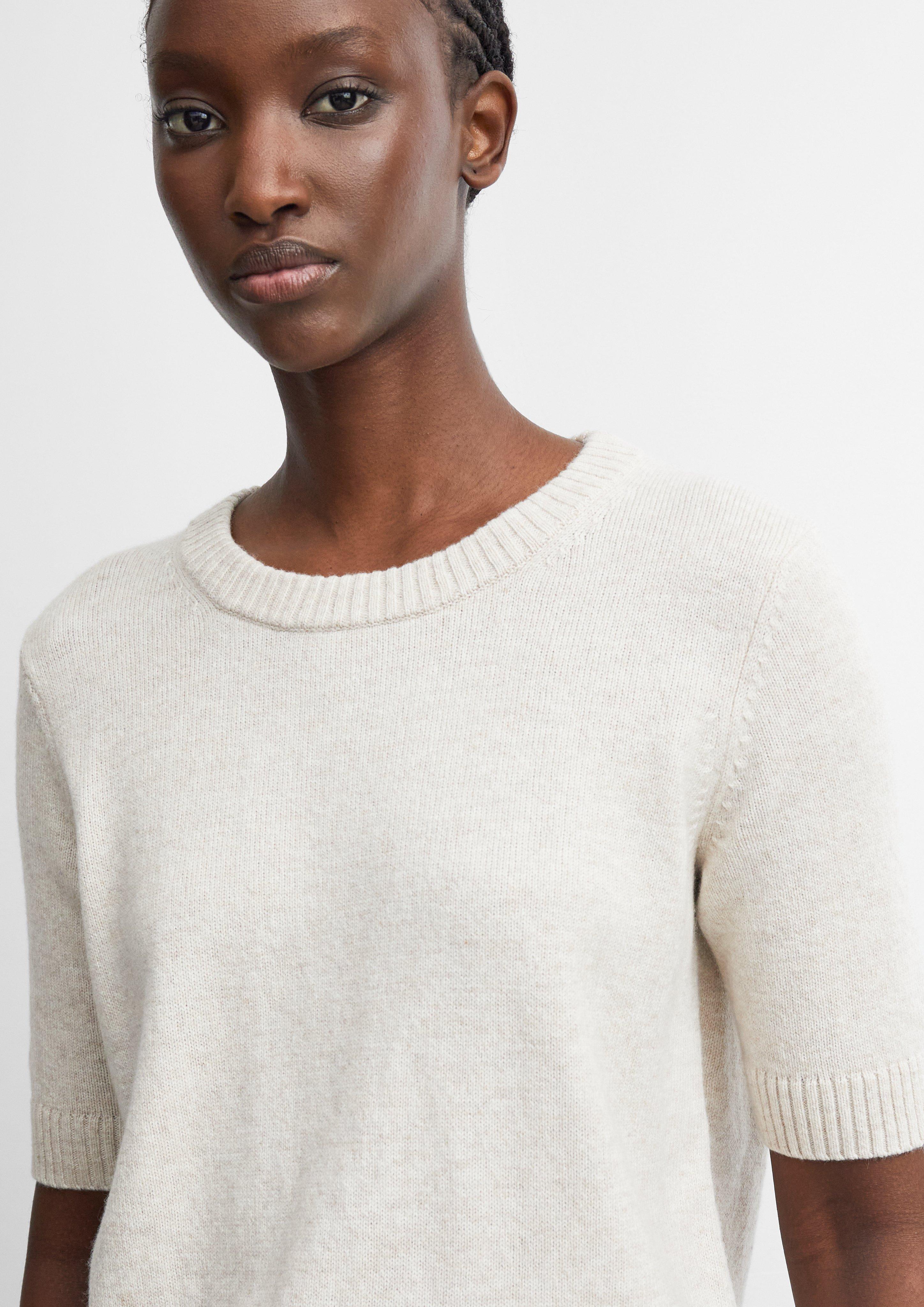 Pull à manches courtes en maille, en mélange de laine en beige de COMMA