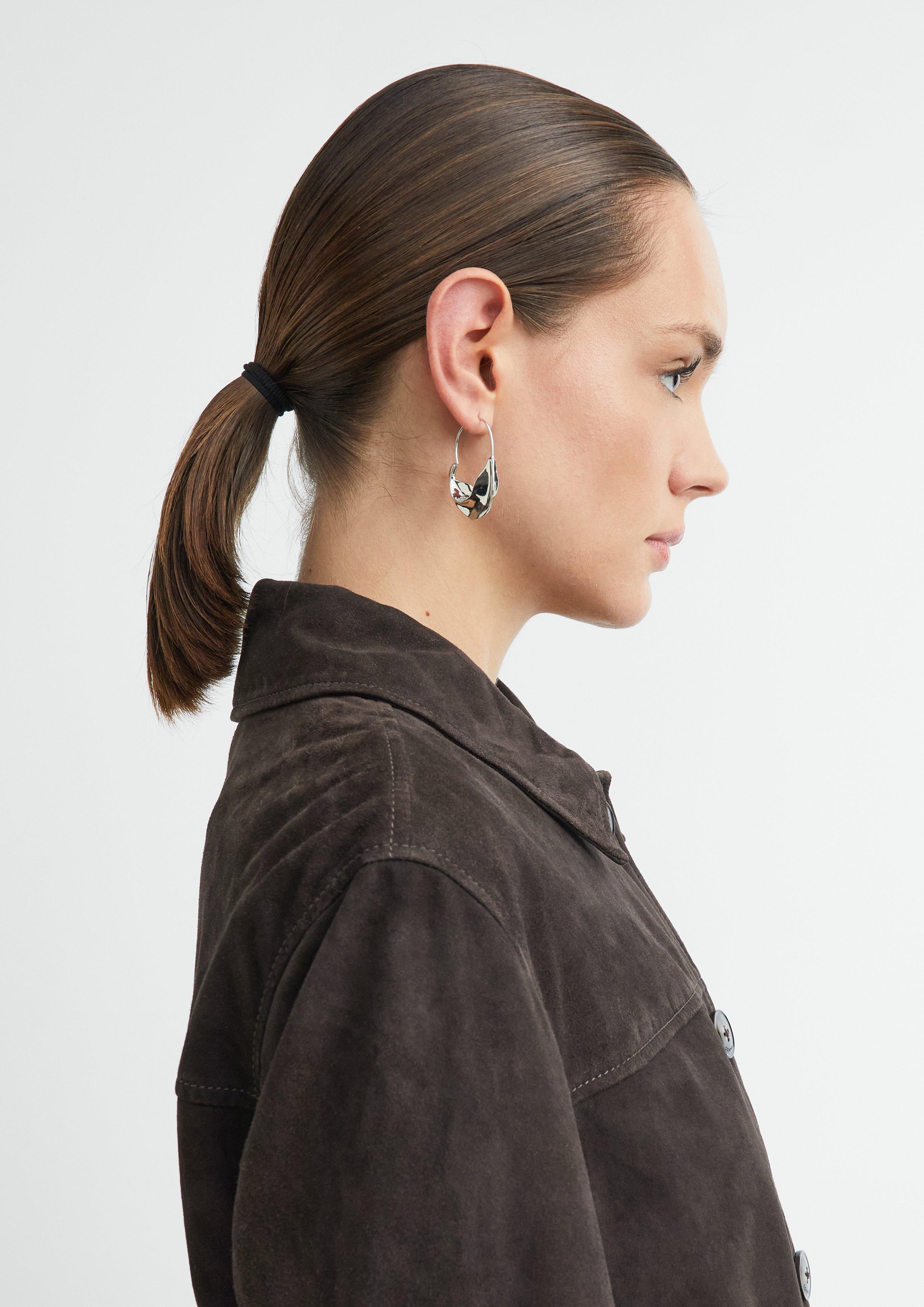 Statement Hoop Earrings in silver by COMMA