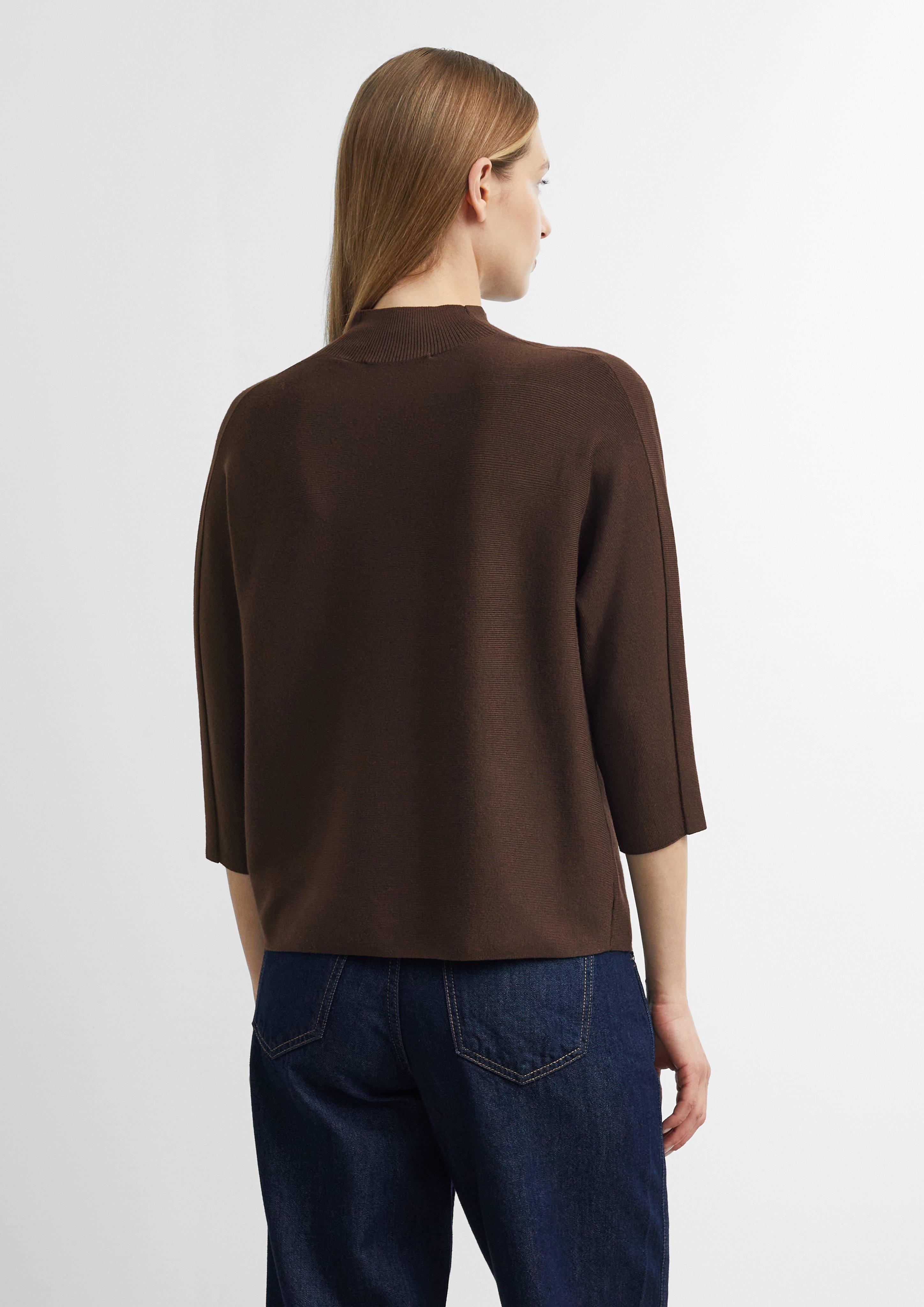 Feinstrickpullover aus Viskosemix mit Stehkragen in braun von COMMA
