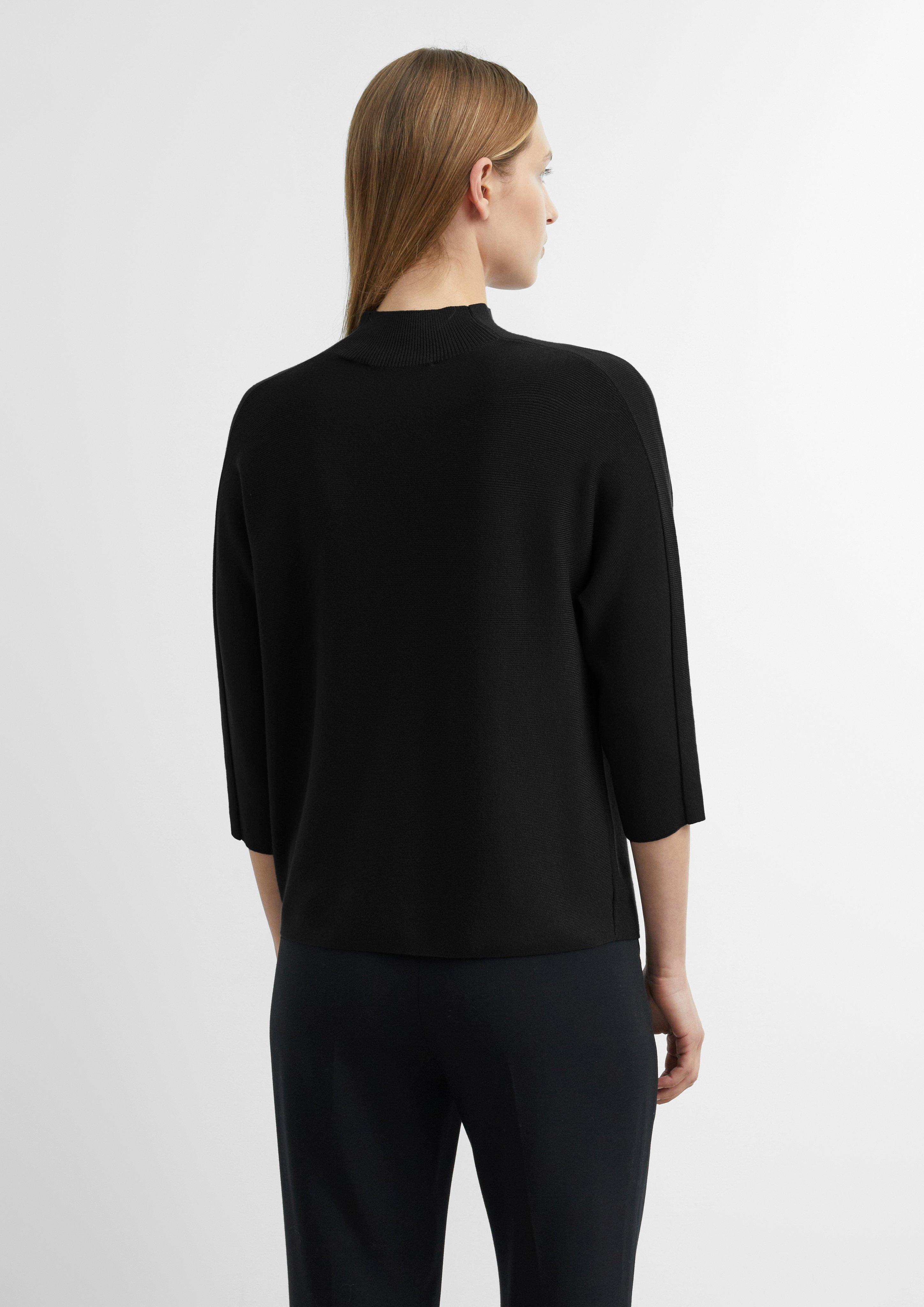 Damen Feinstrickpullover aus Viskosemix mit Stehkragen in schwarz von comma