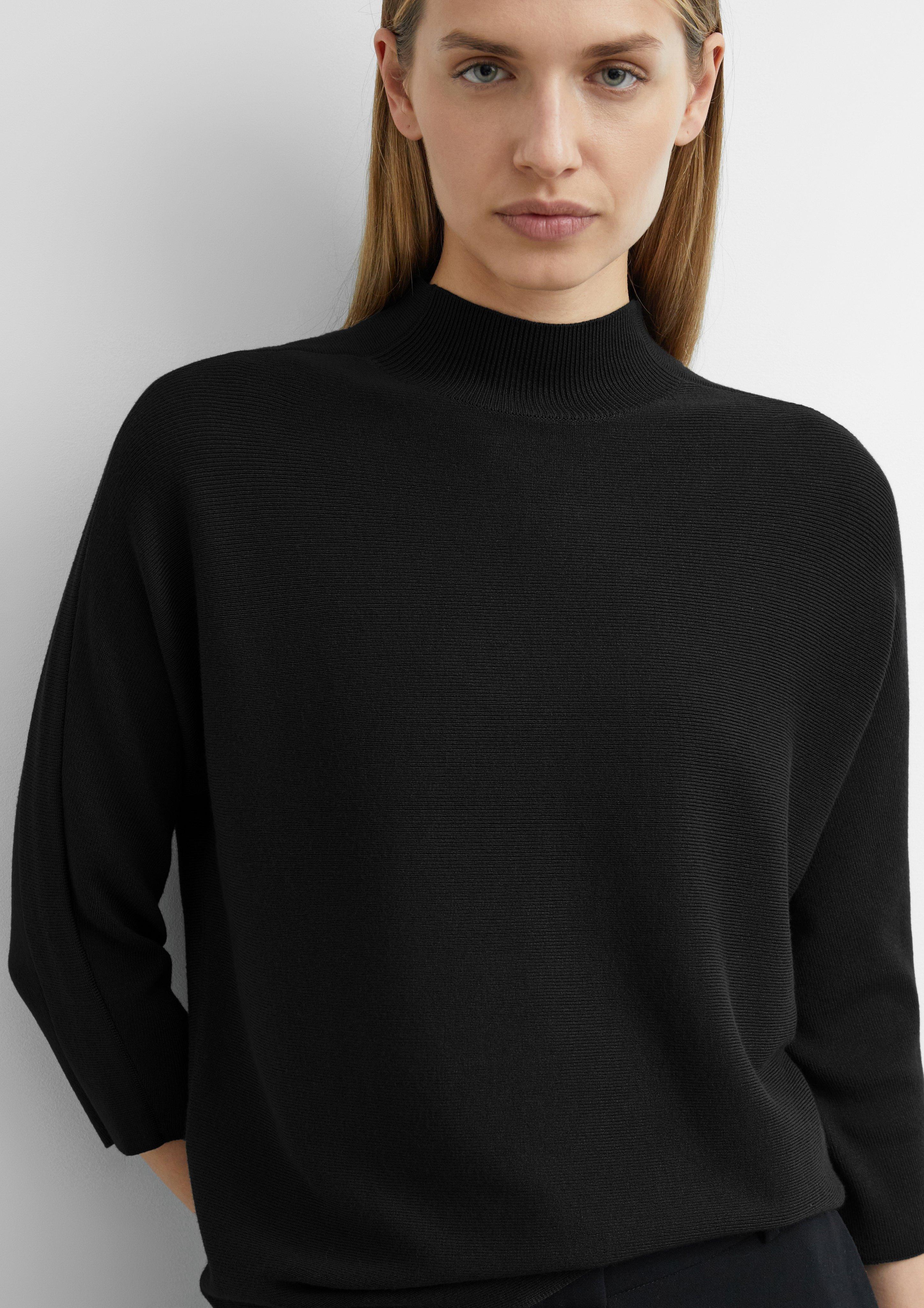 Damen Feinstrickpullover aus Viskosemix mit Stehkragen in schwarz von comma