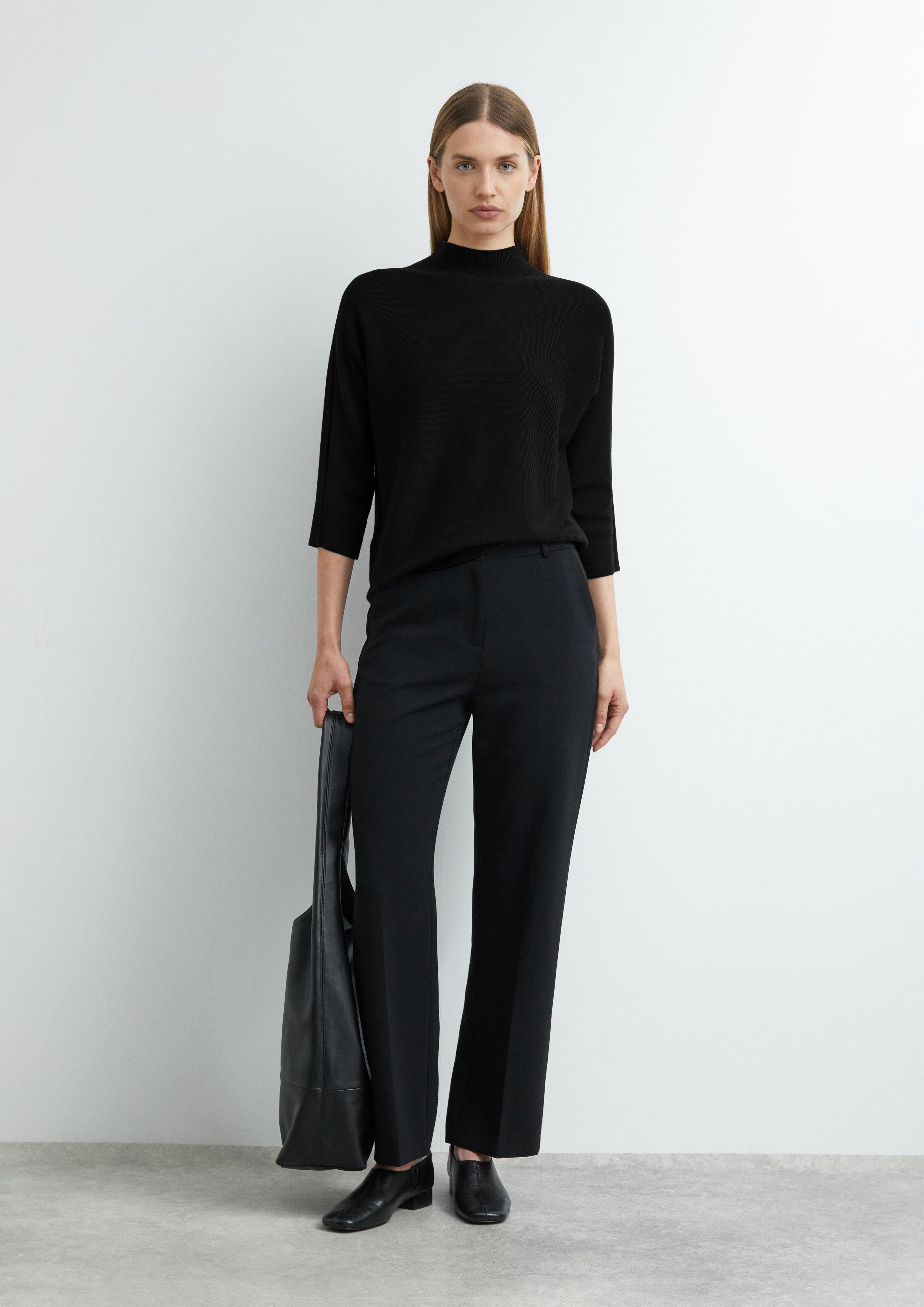 Damen Feinstrickpullover aus Viskosemix mit Stehkragen in schwarz von comma