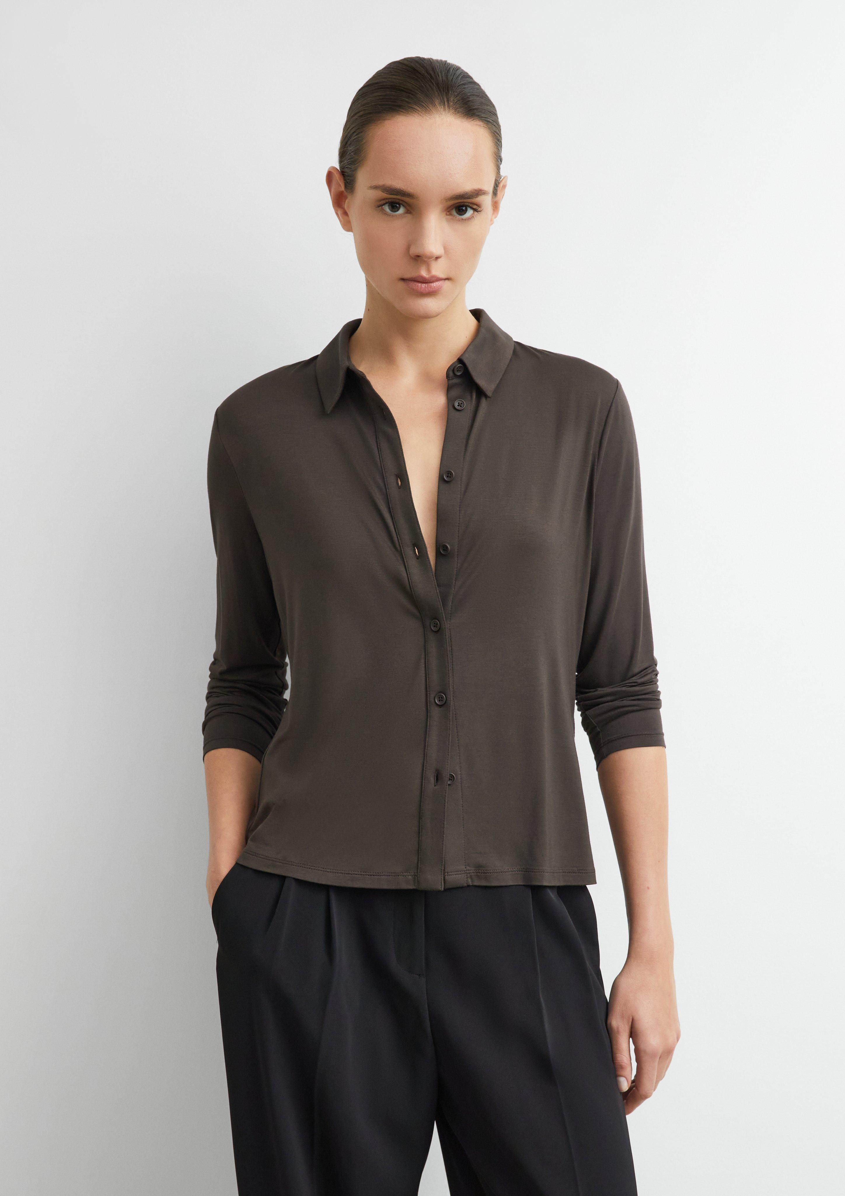 T-Shirt in dark brown by COMMA