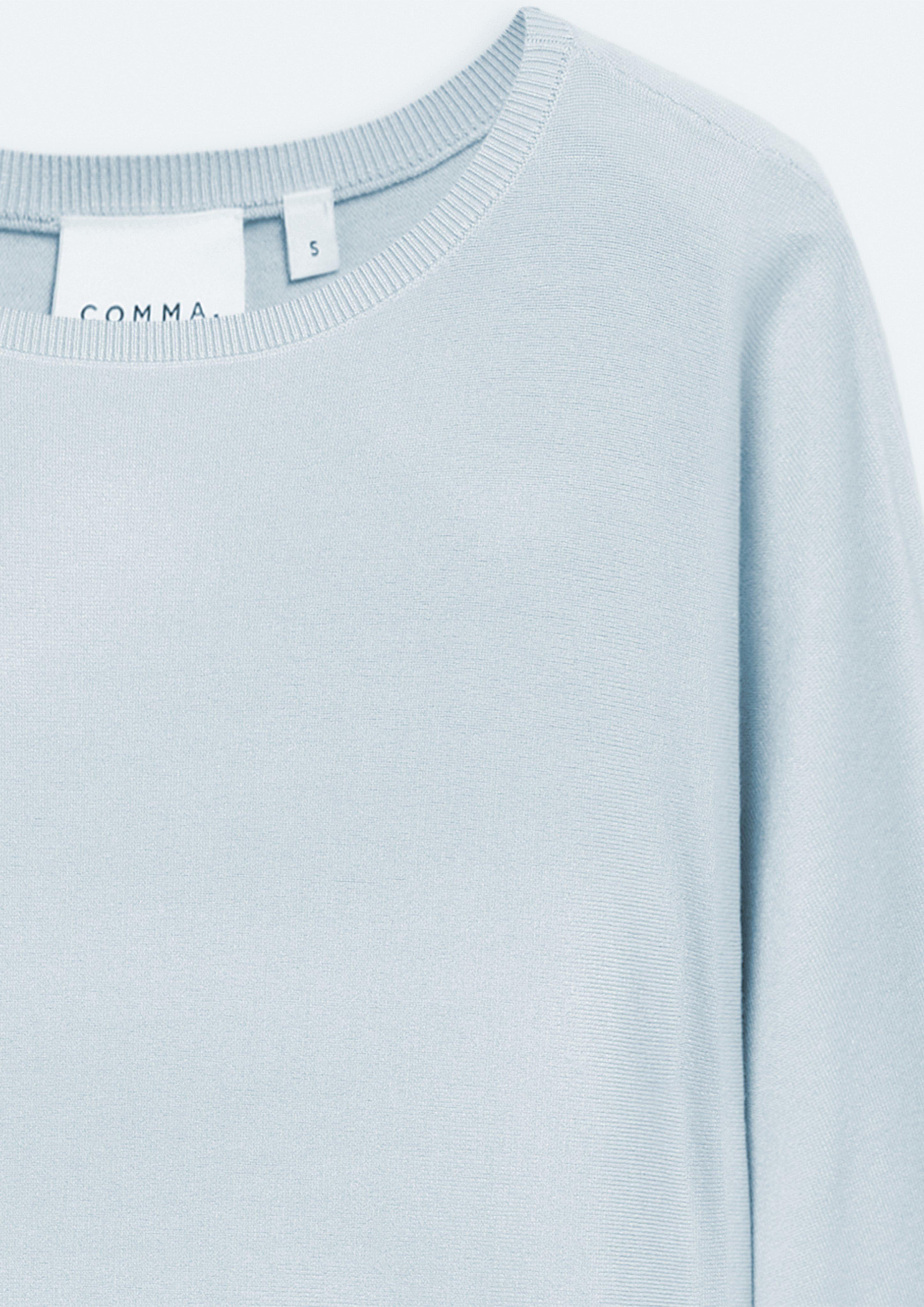 Feinstrick-Pullover mit Fledermausärmeln in blau von COMMA