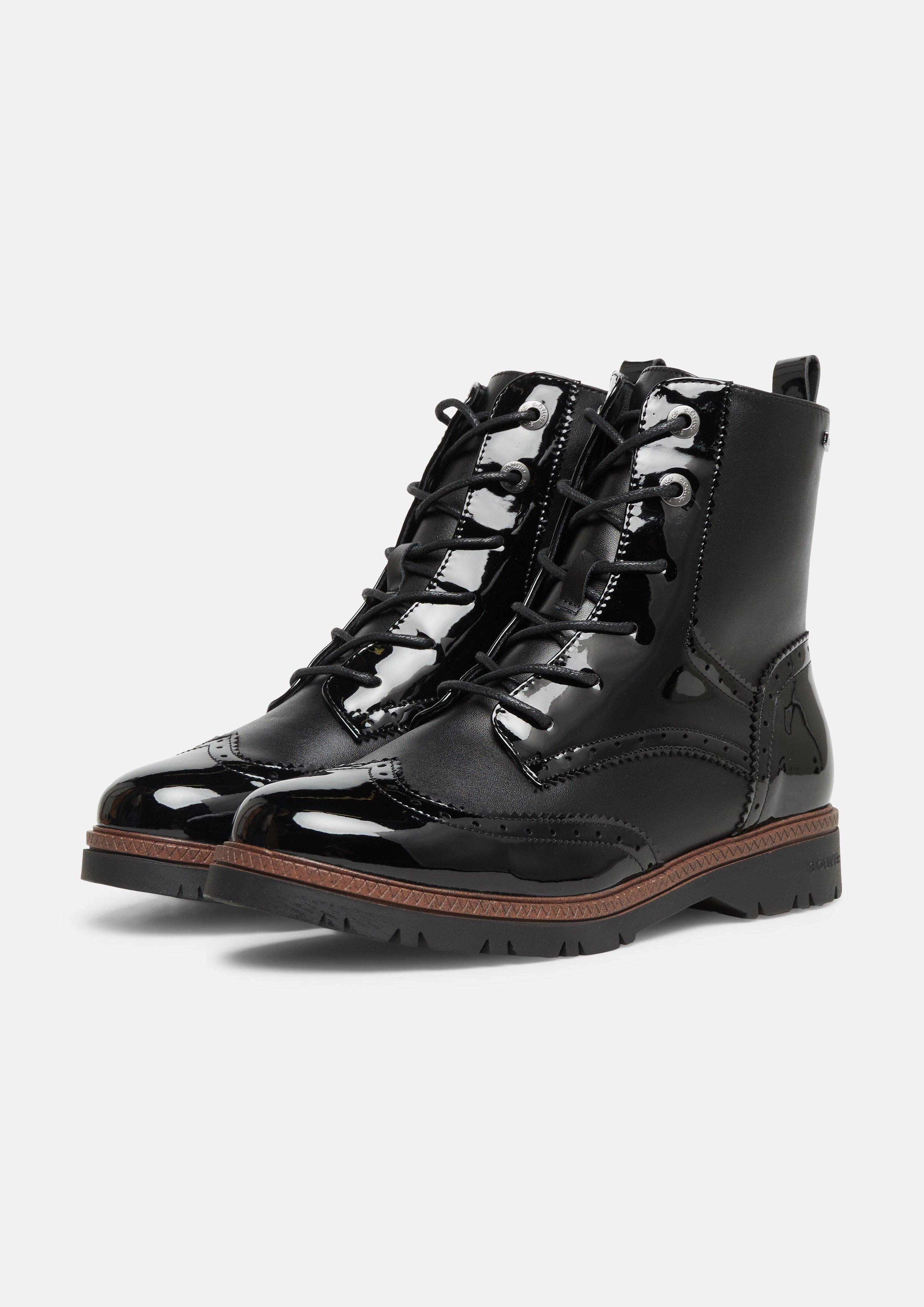 Dames Laarzen in laklederlook met stiksels in zwart van s.Oliver