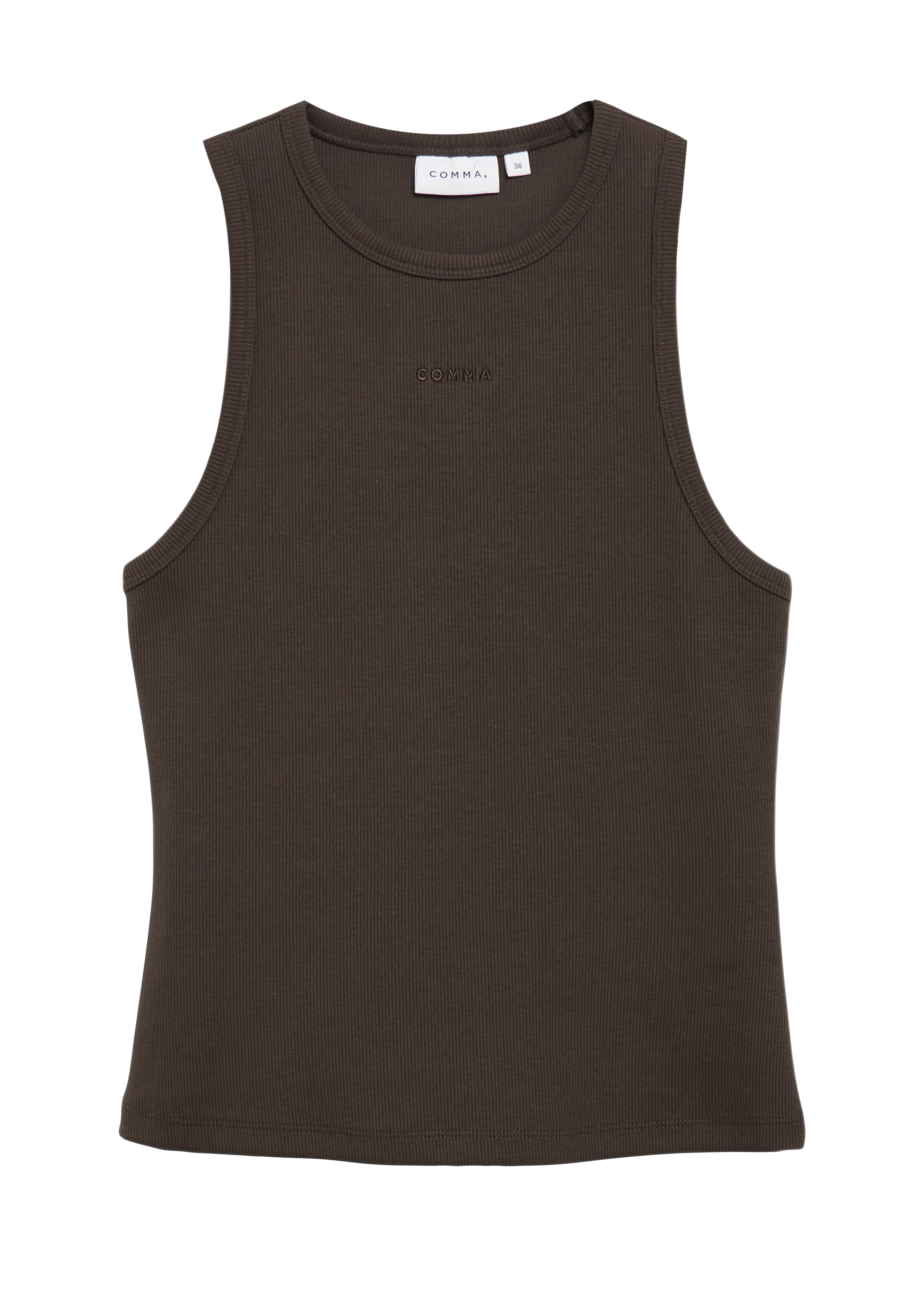 Geribbeld tanktopje met geborduurd logo