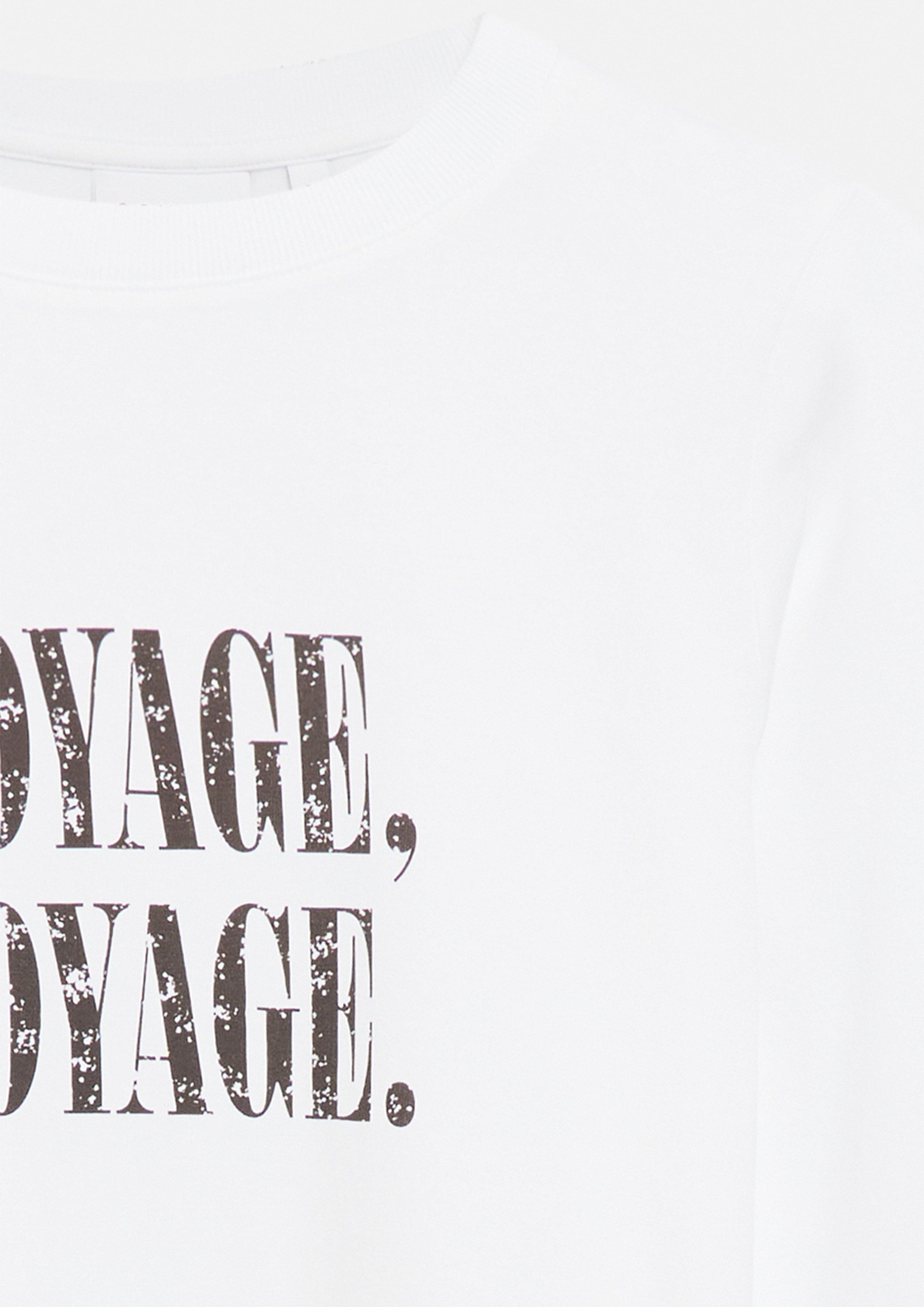 Femmes T-shirt à manches longues avec illustration en blanc de comma