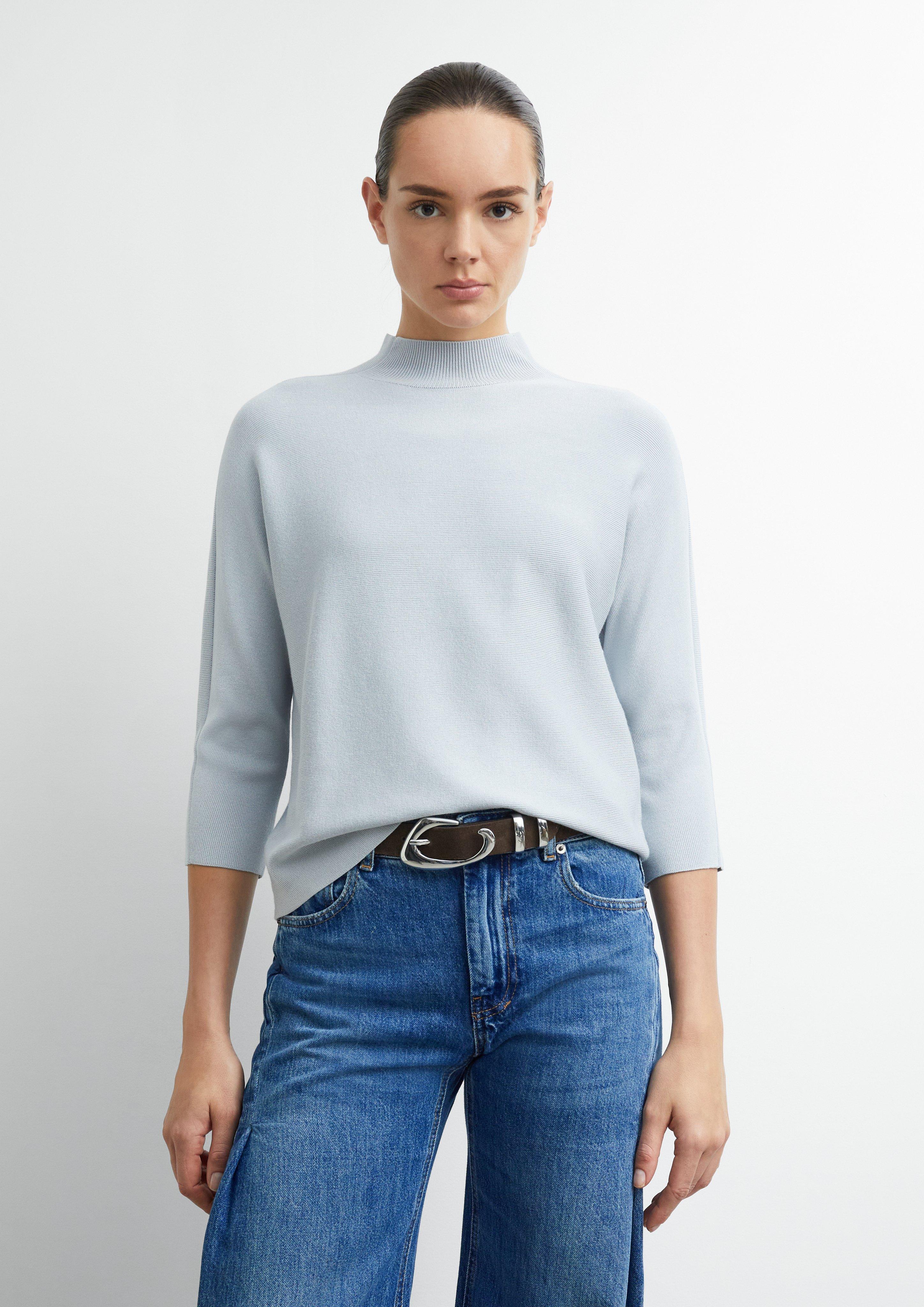 Feinstrickpullover aus Viskosemix mit Stehkragen in hellgrau von COMMA