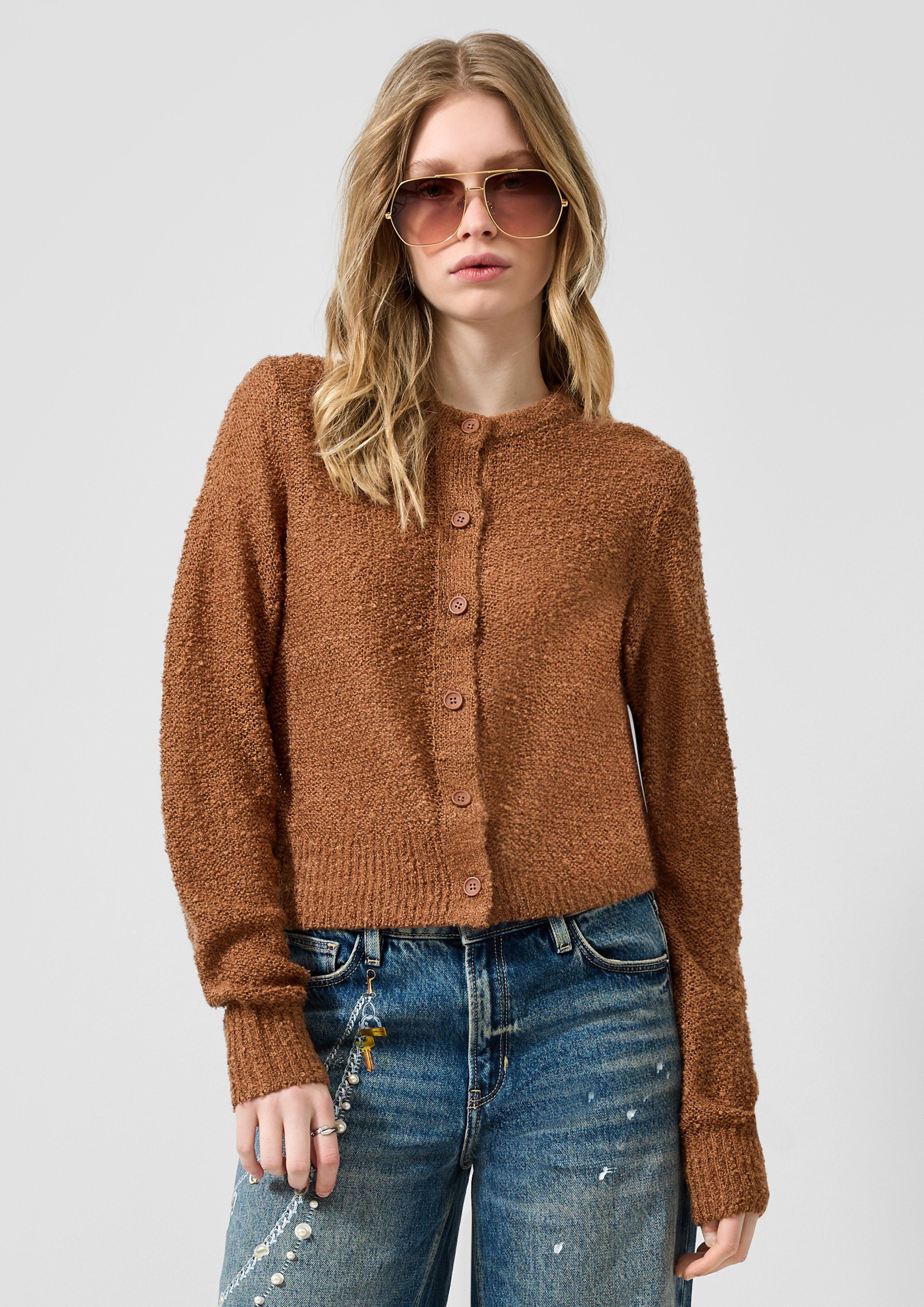 Femmes Veste en tricot en brun de QS
