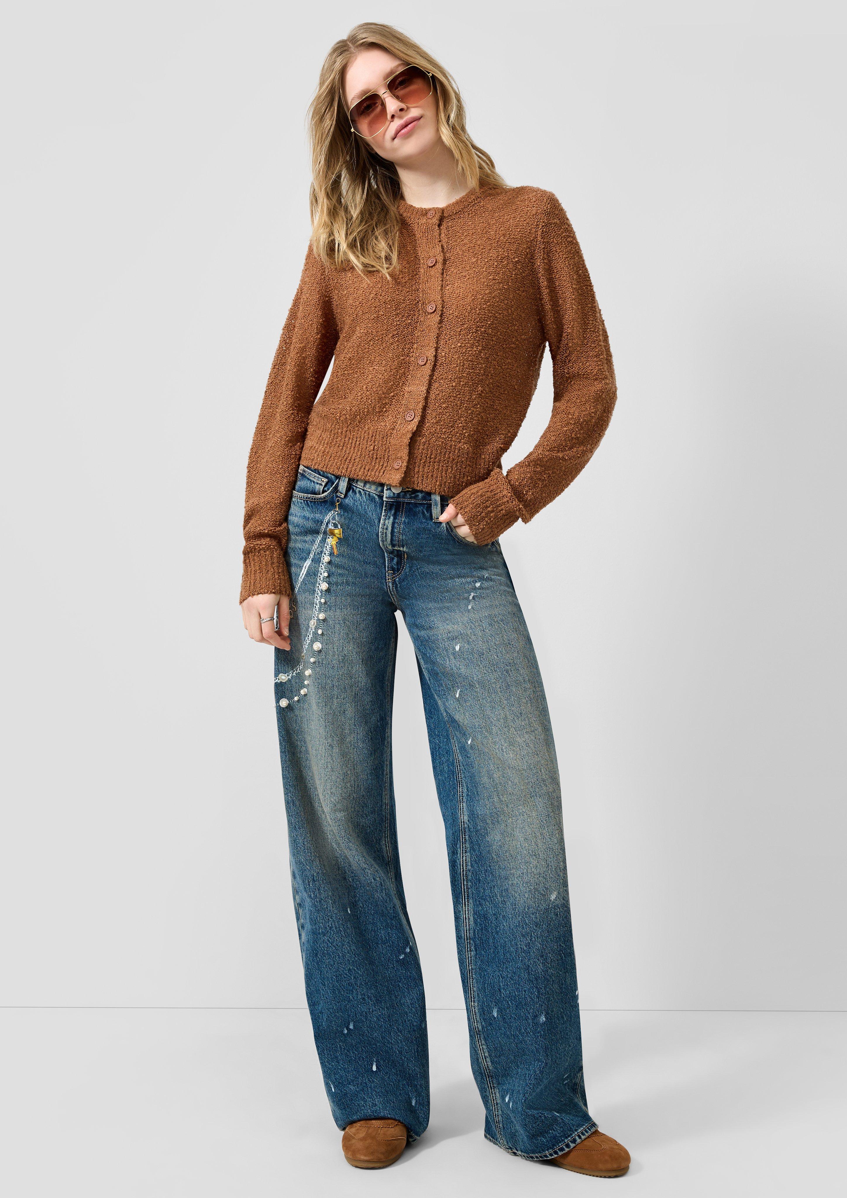 Femmes Veste en tricot en brun de QS