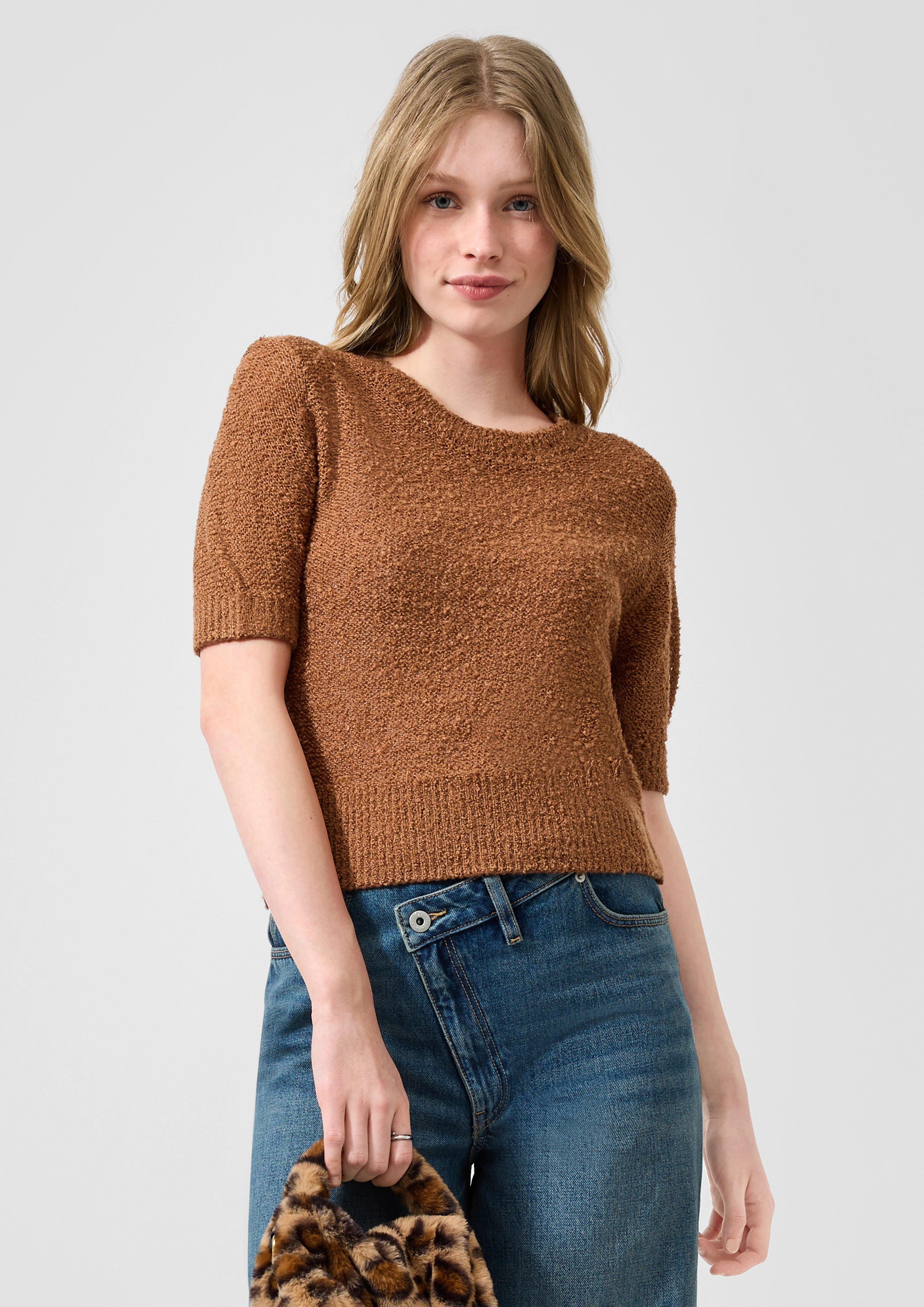 Femmes Pull à manches courtes effet bouclé en moka de QS