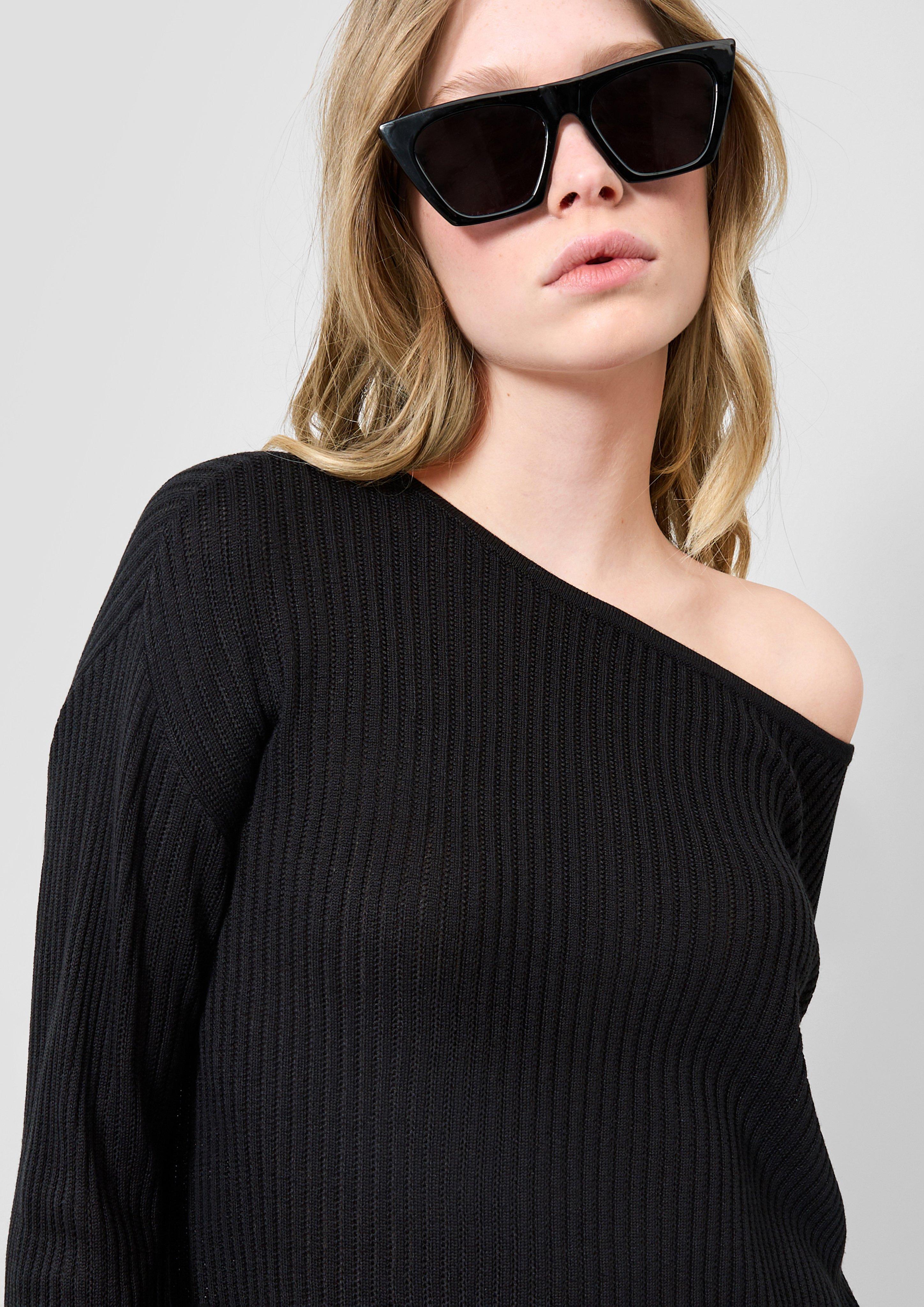 Femmes Pull en tricot en noir de QS