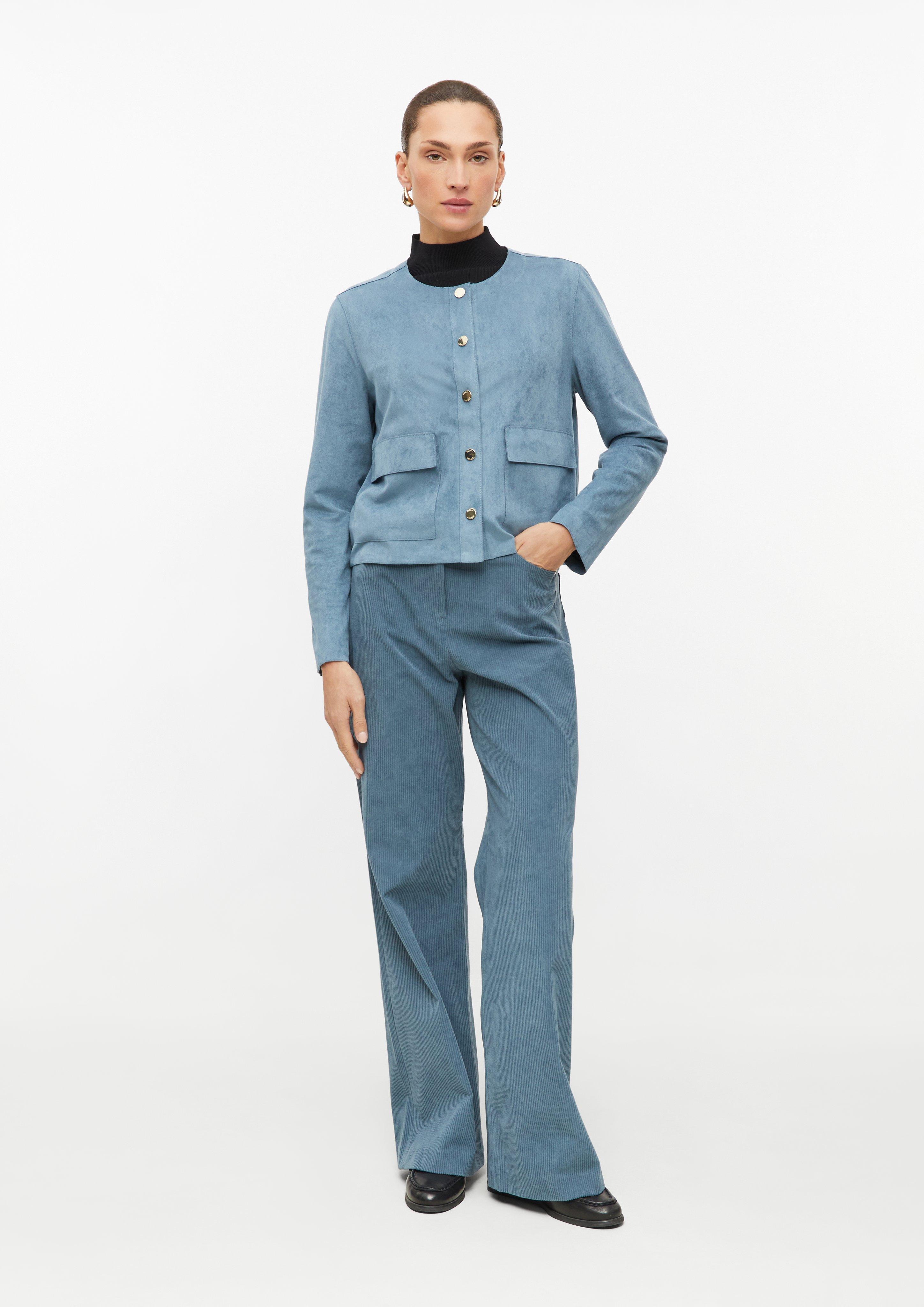 Pantalon en velours côtelé à jambes larges en bleu de s.Oliver BLACK LABEL