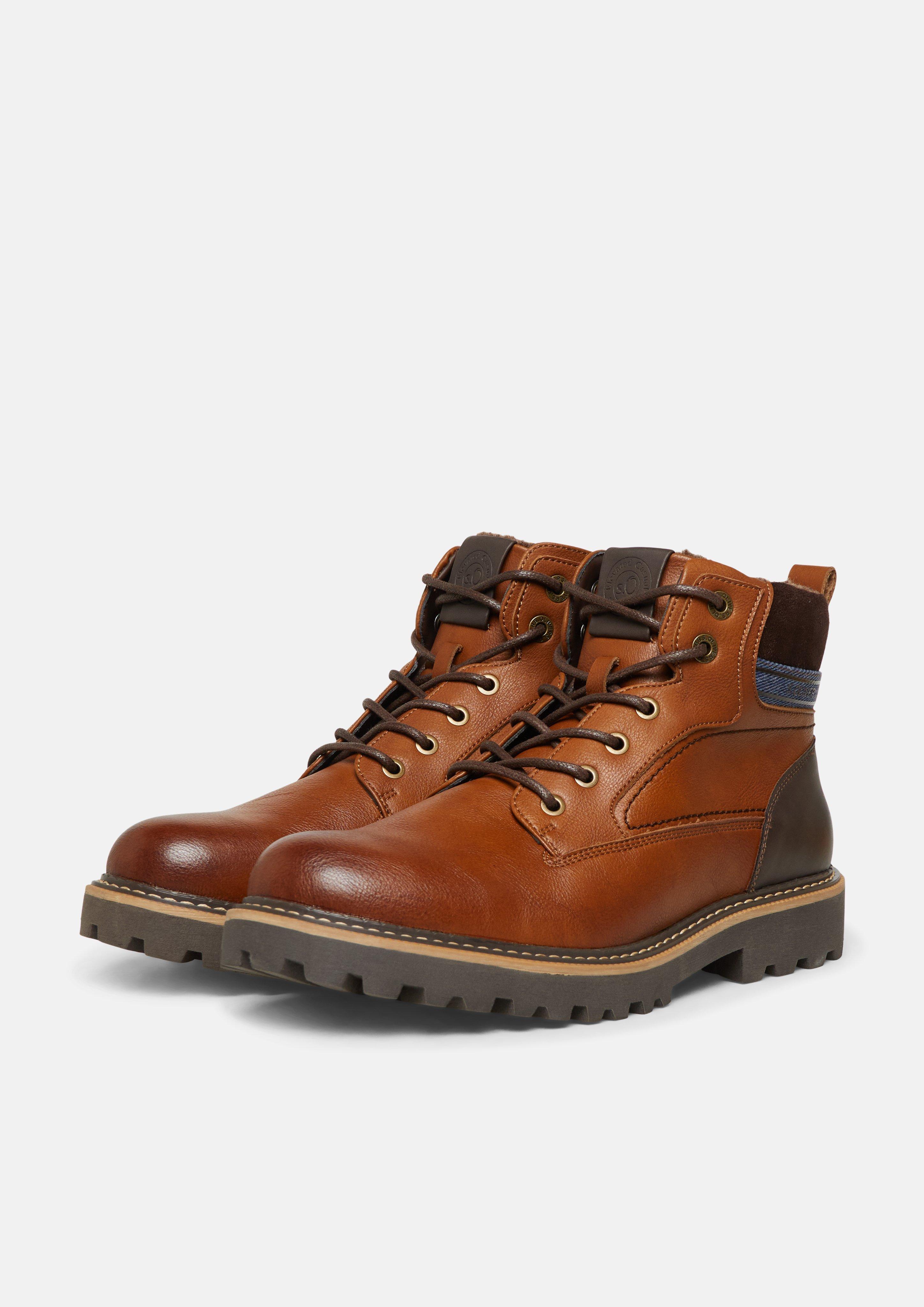 Hommes Bottes en mélange de matériaux avec semelle profilée en brun de s.Oliver
