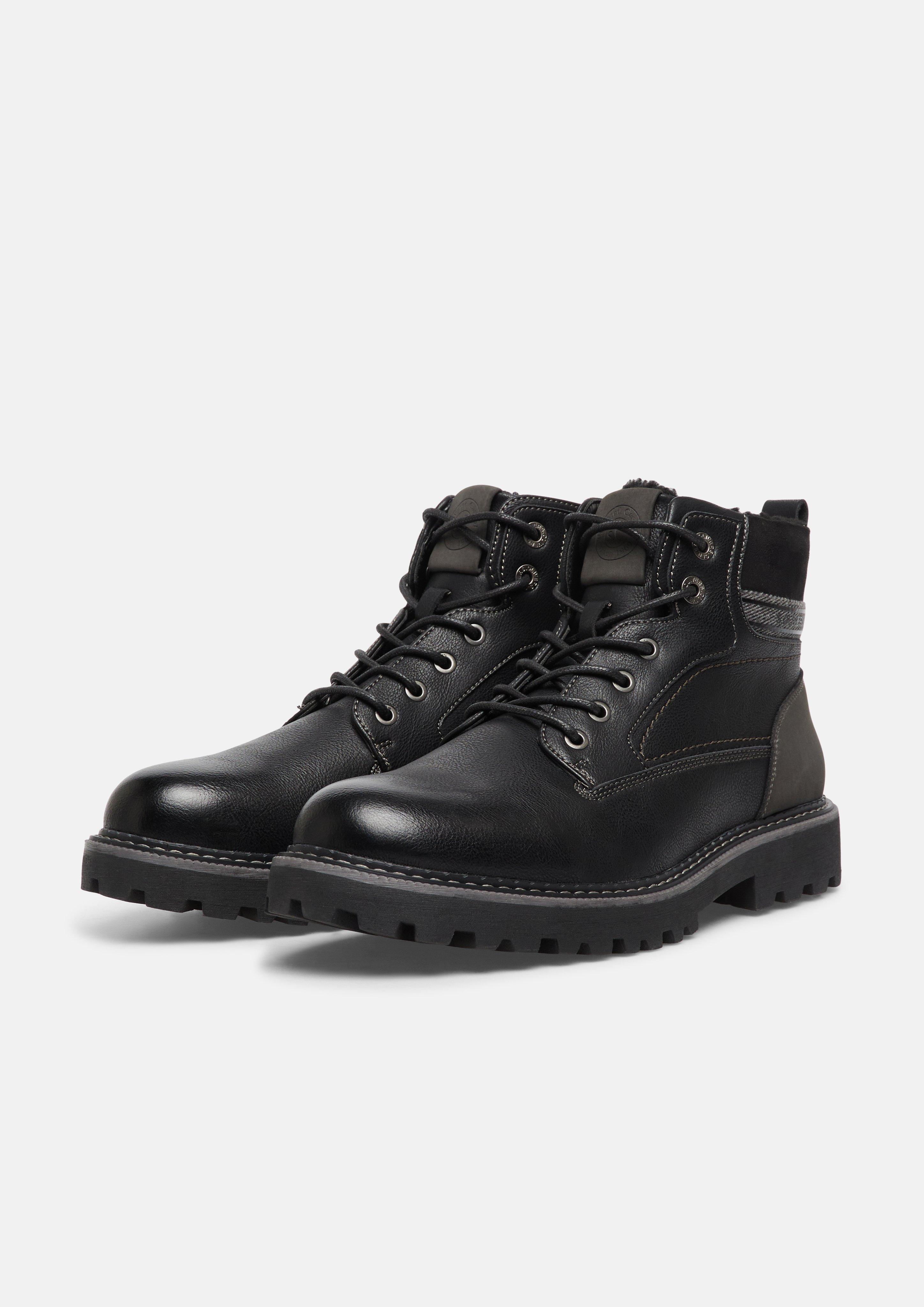 Herren Stiefel im Materialmix mit Profilsohle in schwarz von s.Oliver
