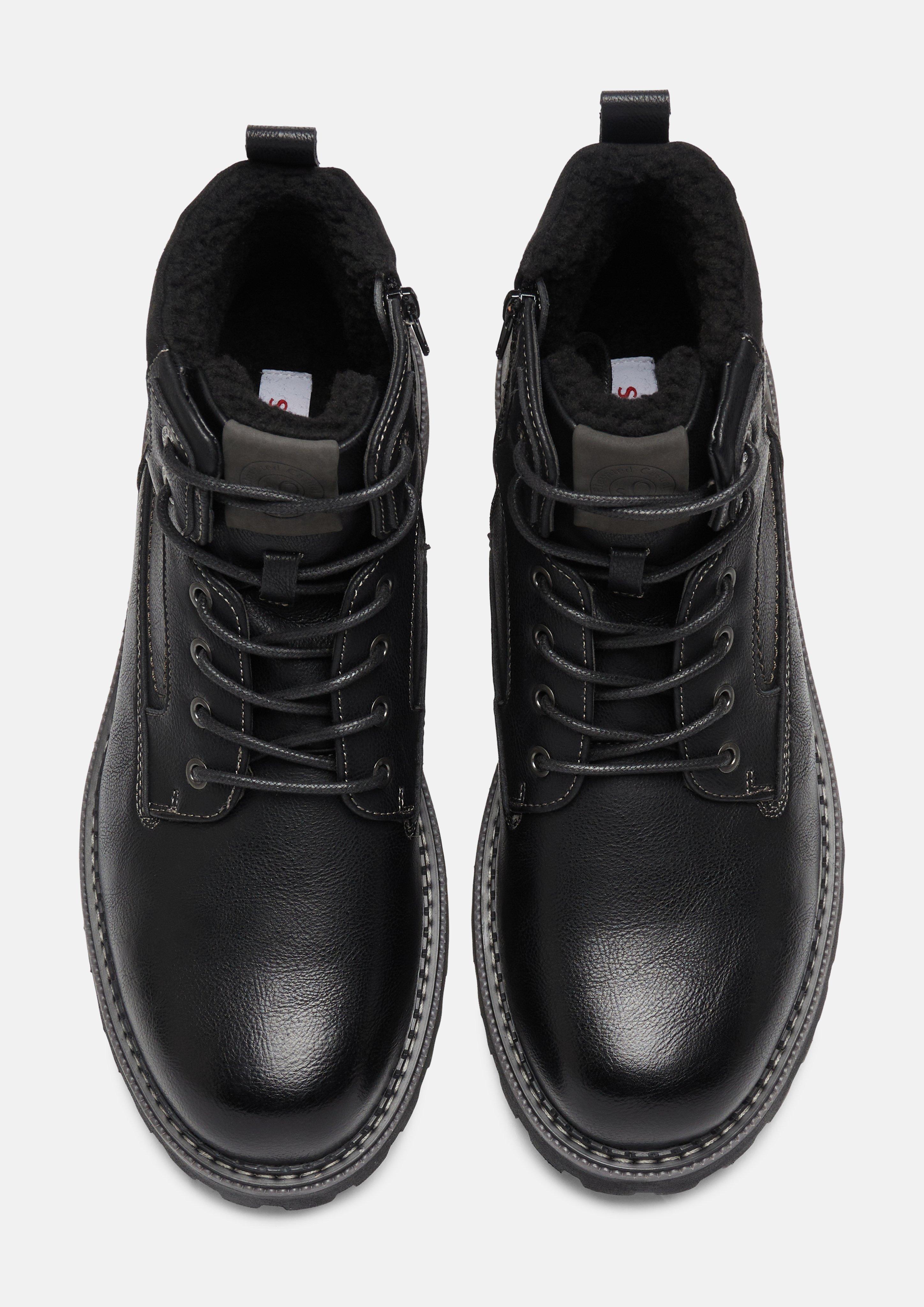 Herren Stiefel im Materialmix mit Profilsohle in schwarz von s.Oliver