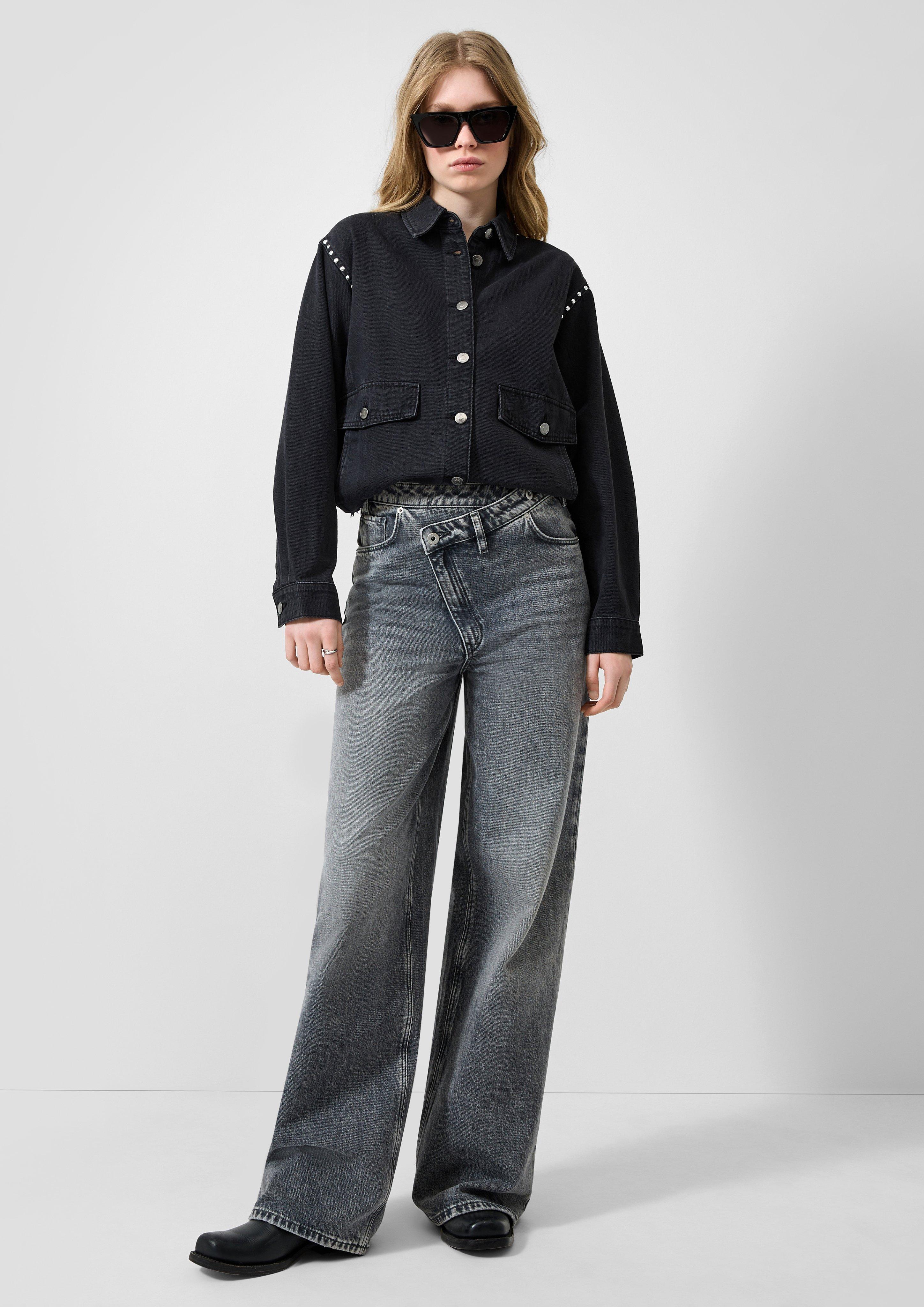 Dames Jeans broek in grafiet van QS